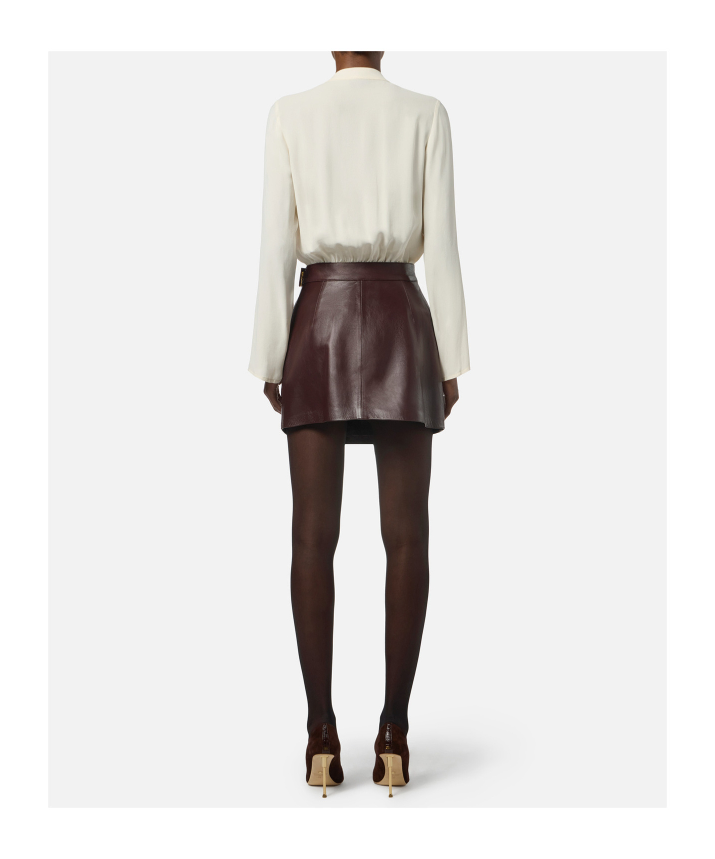 Elisabetta Franchi Bodysuit In Georgette Fabric With Jewel Details In White