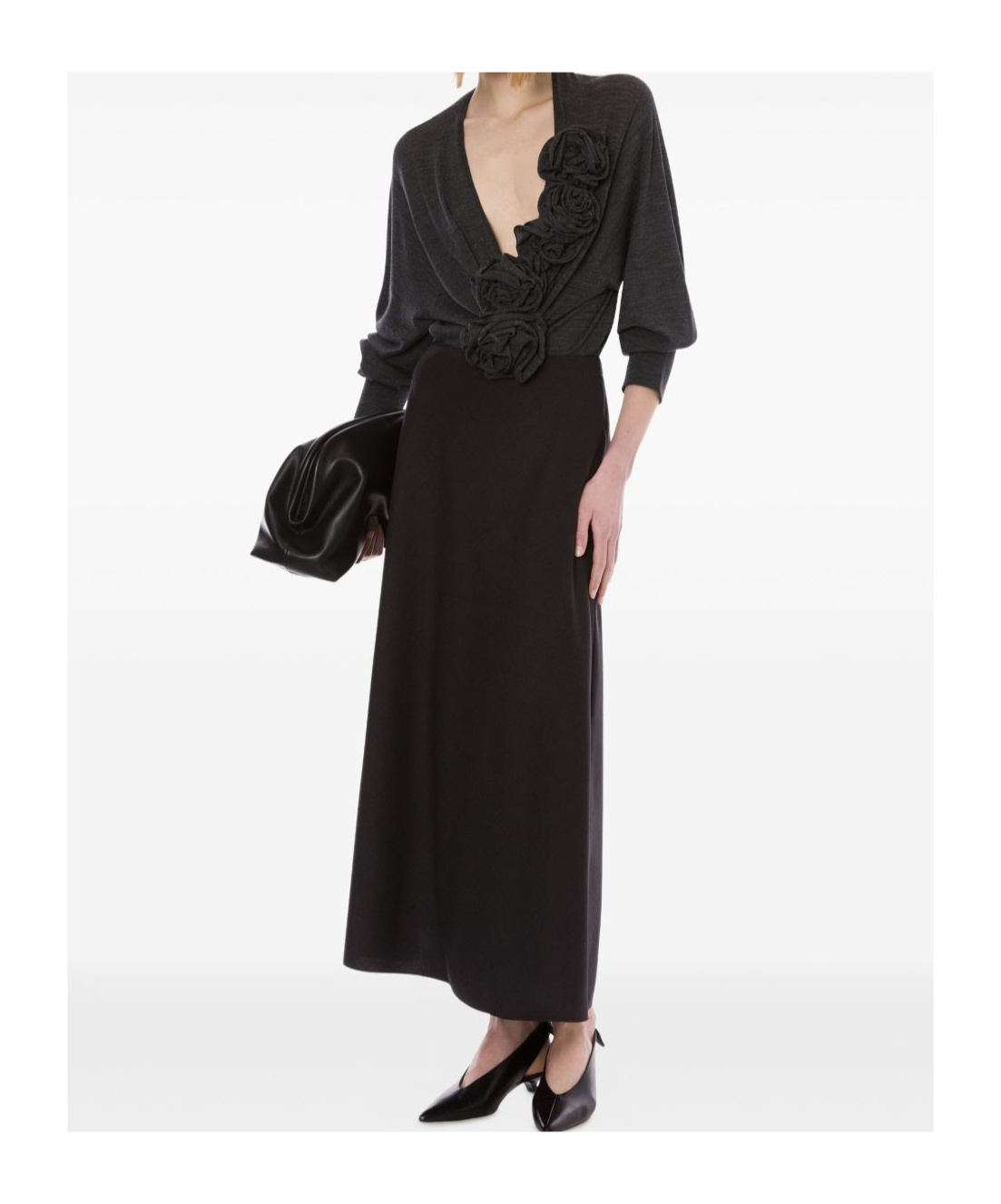 Alberta Ferretti Dark Grey High-waisted Midi Skirt In Brown