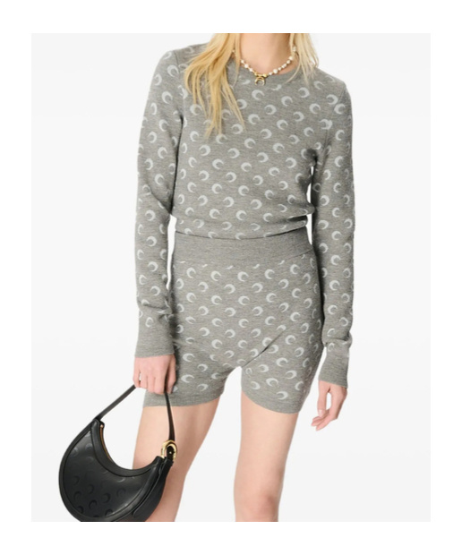 Marine Serre Fitted Short Length Sweater With Crewneck And Long Sleeves In Multi