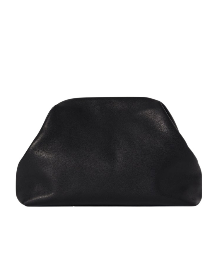 The Row Mira Clutch Bag In Saddle Leather In Black