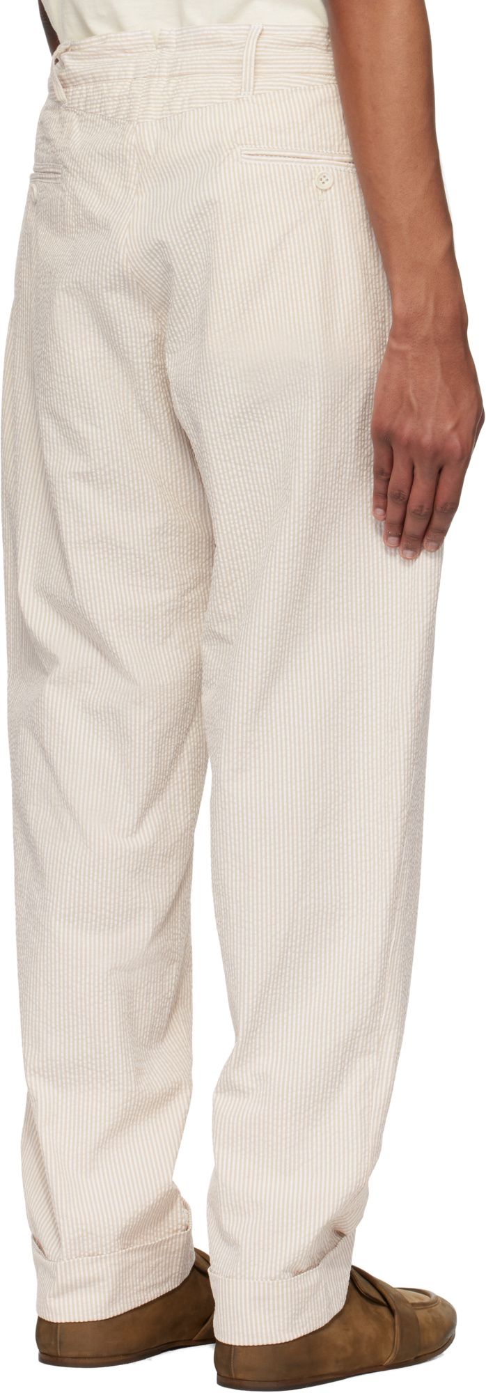 Engineered Garments Beige & White Andover Trousers In Beige\white