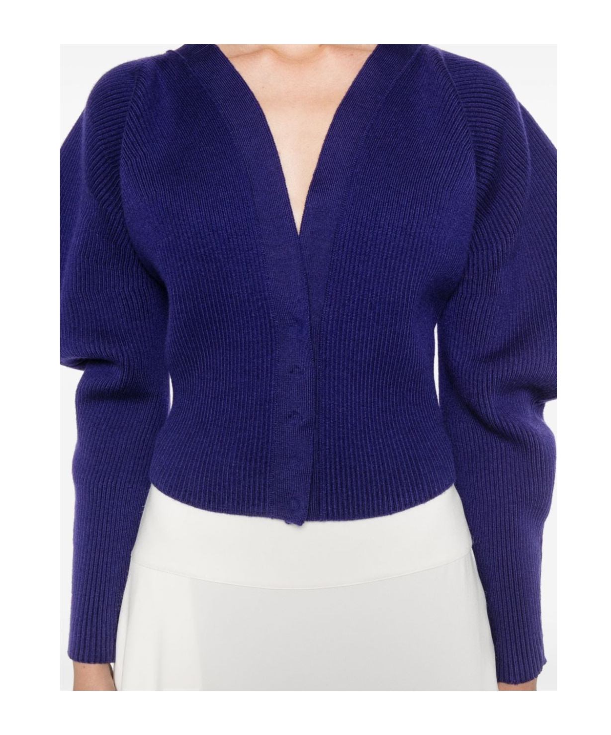 Alaïa Long-sleeved Knitted Cardigan In Blue