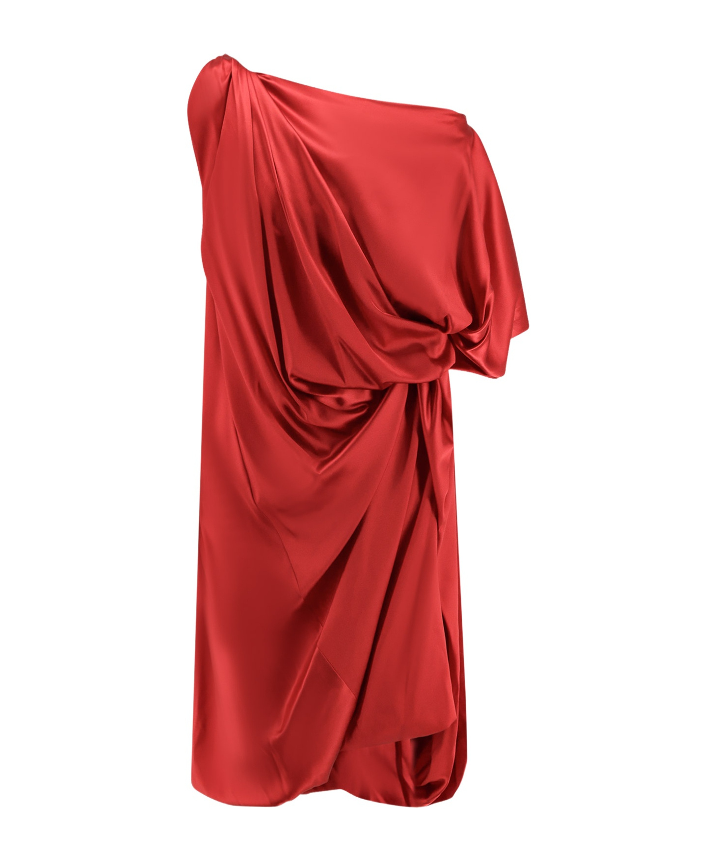 Dries Van Noten Silk Dress With Lateral Knot And Draped Detailing In Red