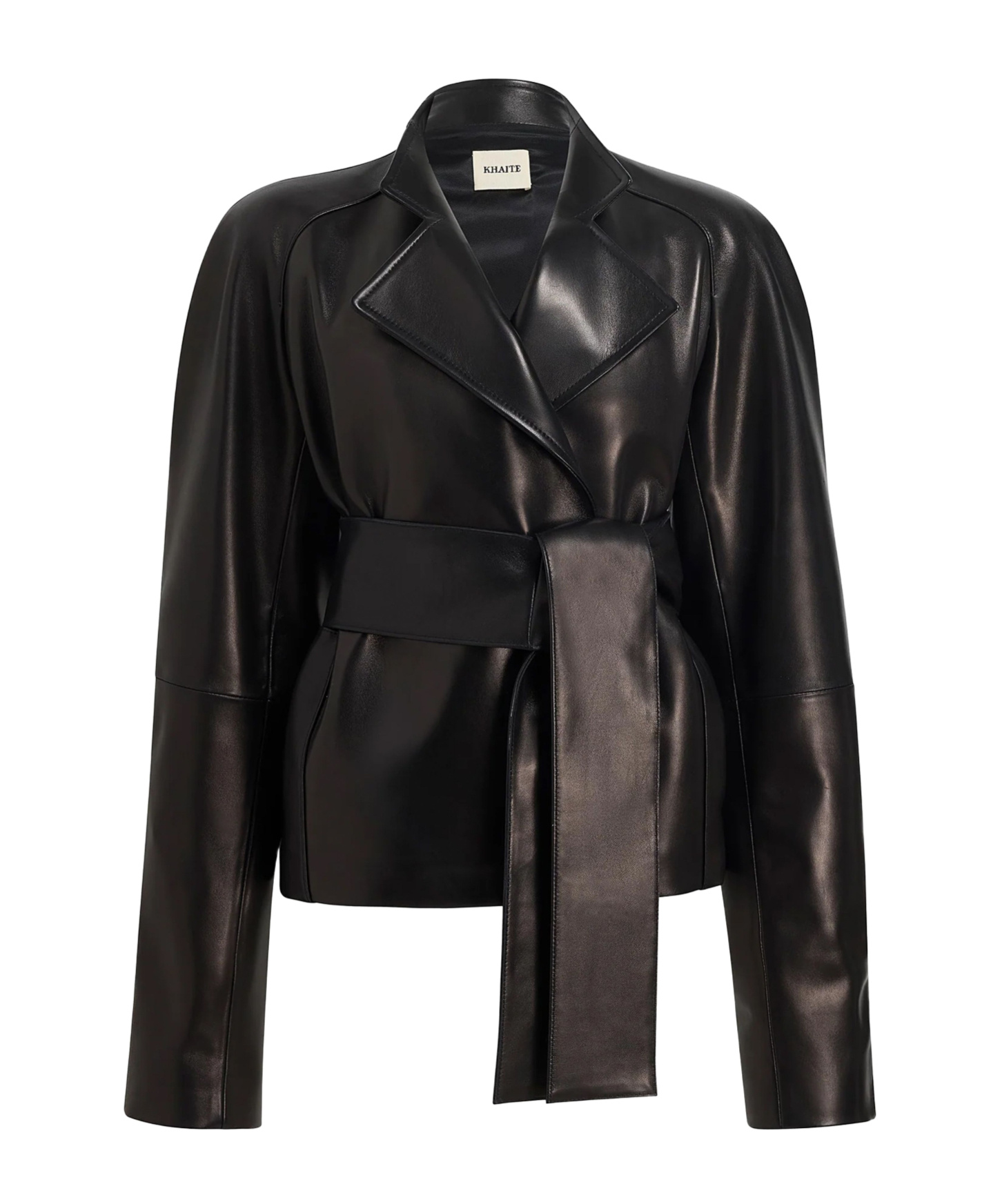 Khaite Long-sleeved Leather Jacket In Black