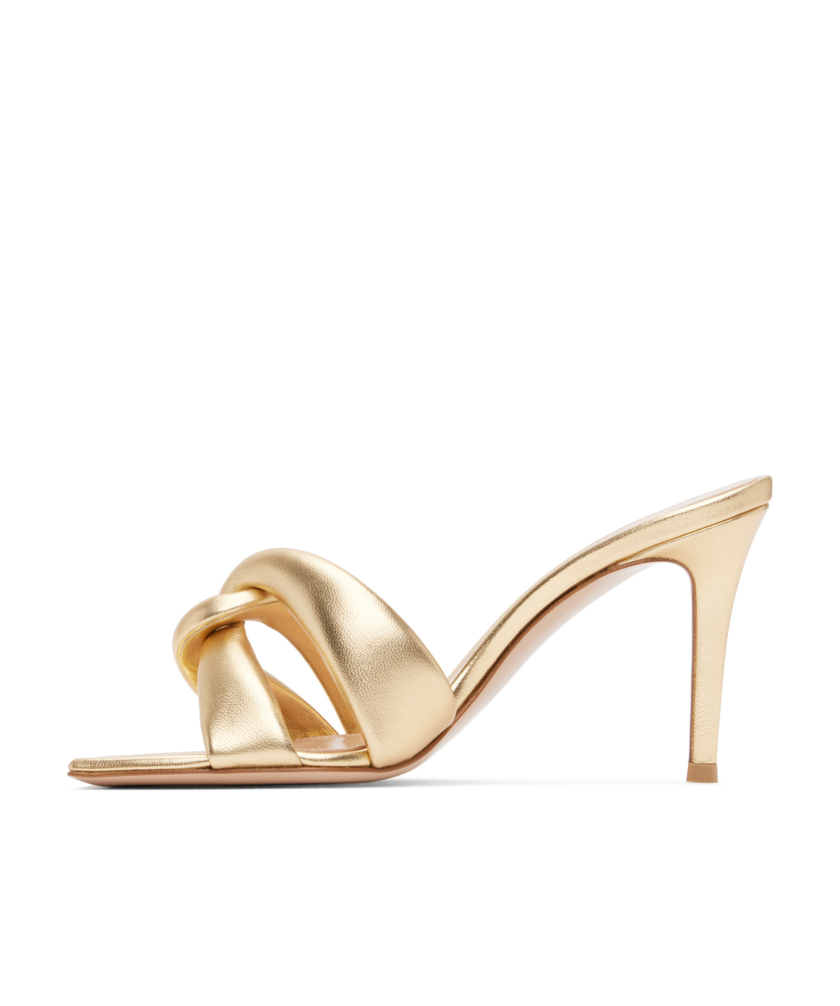 Gianvito Rossi Bijoux 85 Metallic Leather Mules In Nude