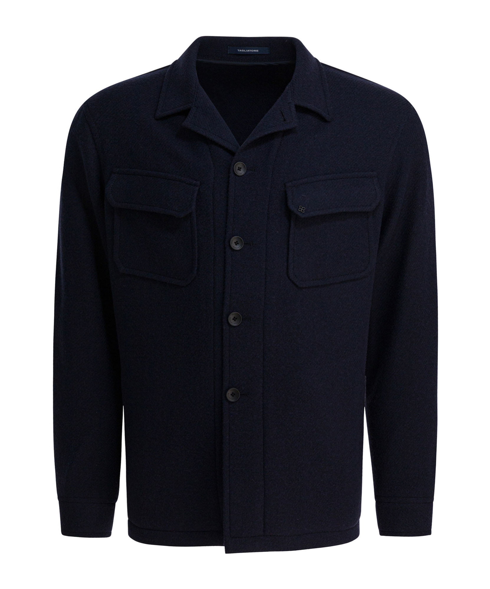 Tagliatore Chest And Side Pockets Collared Long Sleeves In Blue
