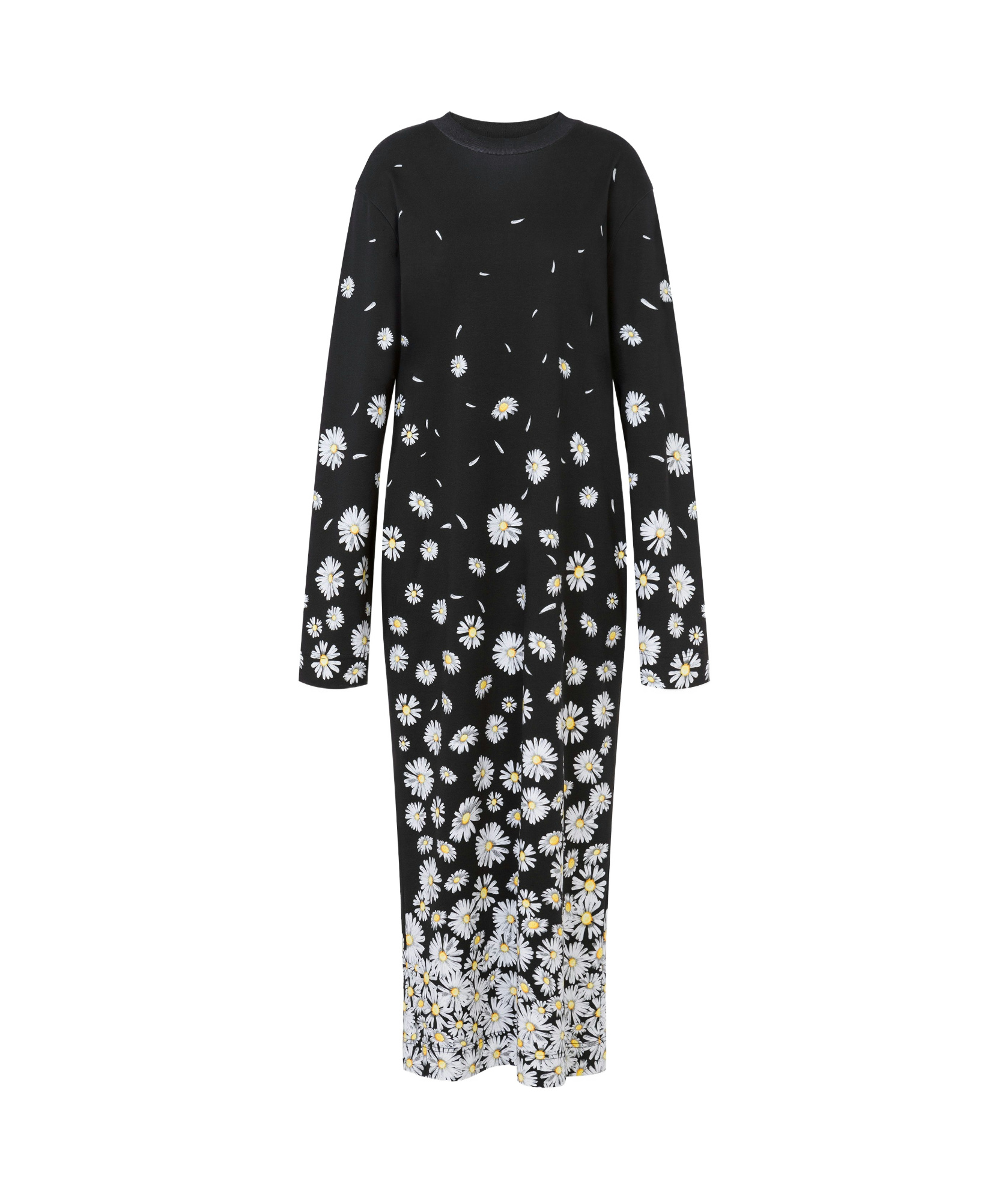 Moschino Black Interlock Daisy Degradé Maxi Dress In Black