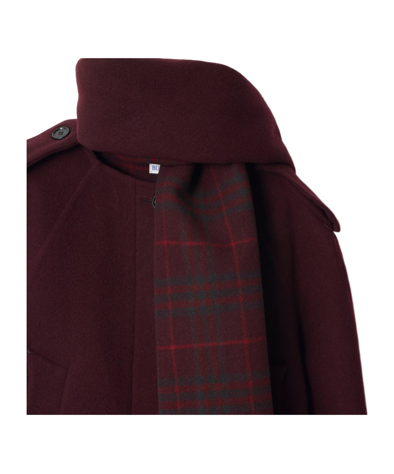 Burberry Wool Coat With Detachable Scarf In Purple
