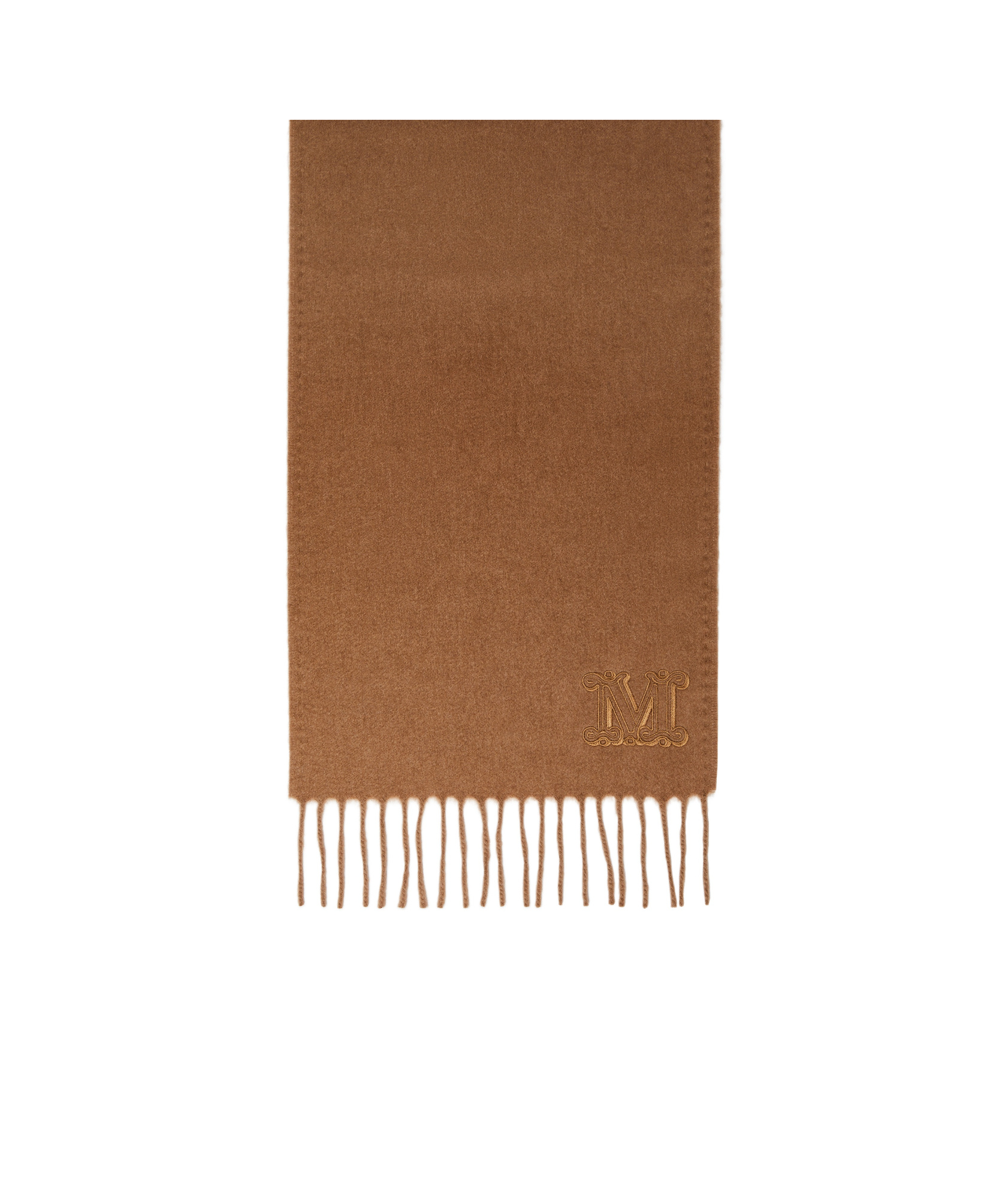 Max Mara Monogram-embroidered Camel Stole In Brown