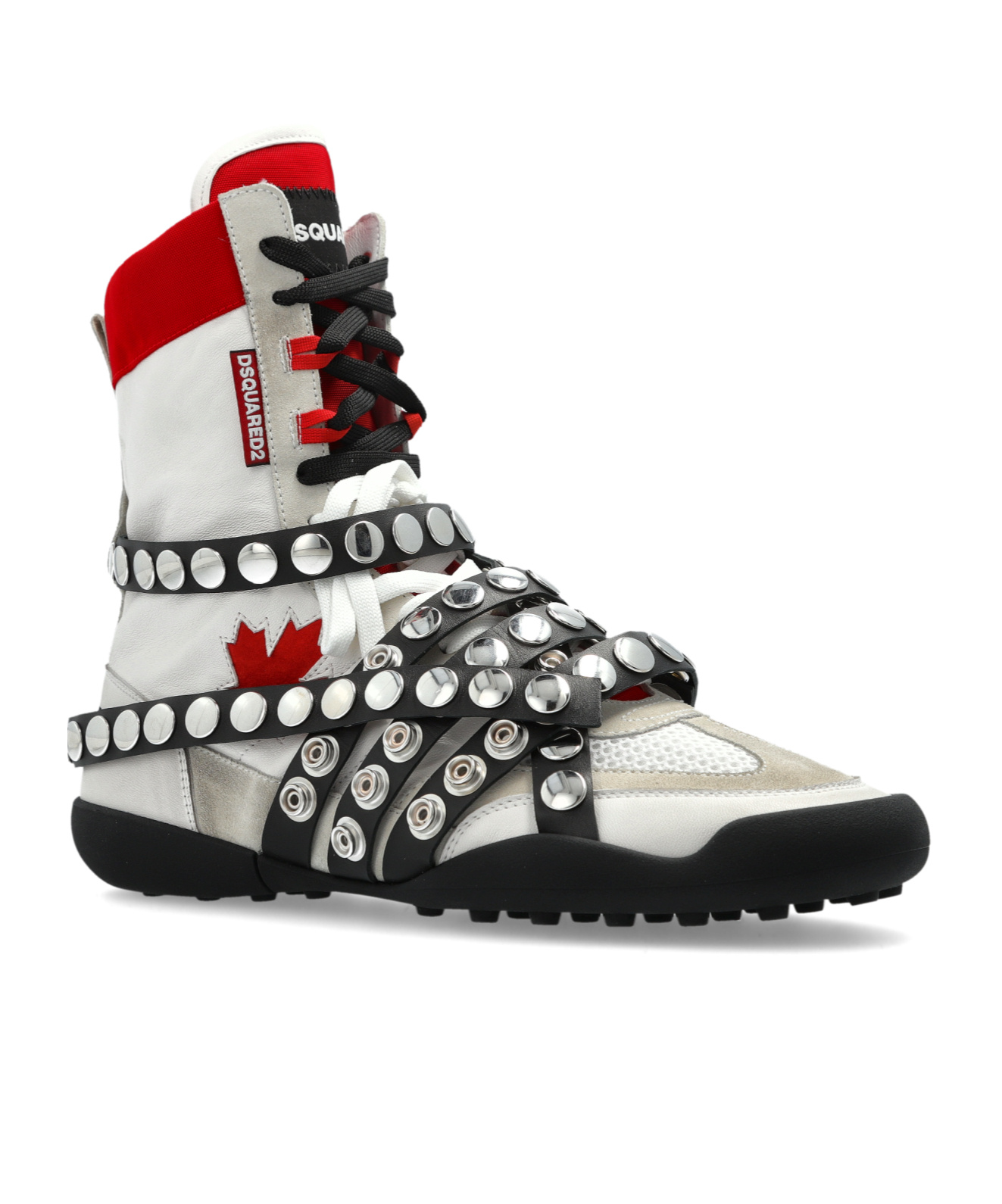 Dsquared2 Round Toe High Top Sneakers In White