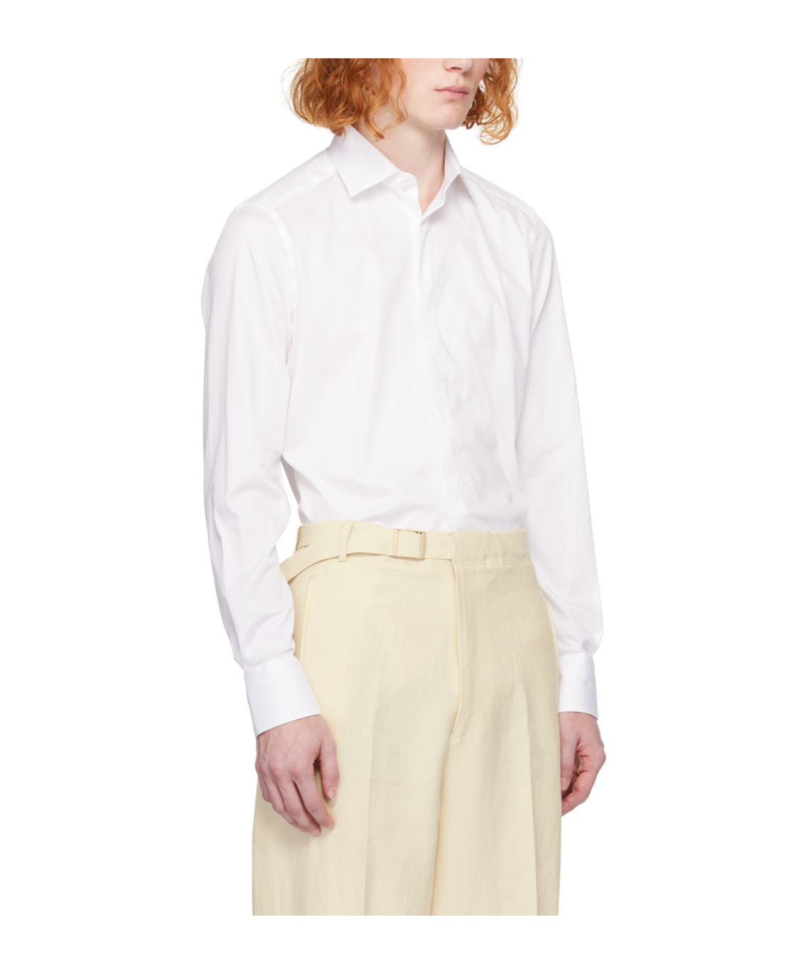 Zegna Micro Striped Trecapi Tailored Fit Long Sleeve Shirt In White
