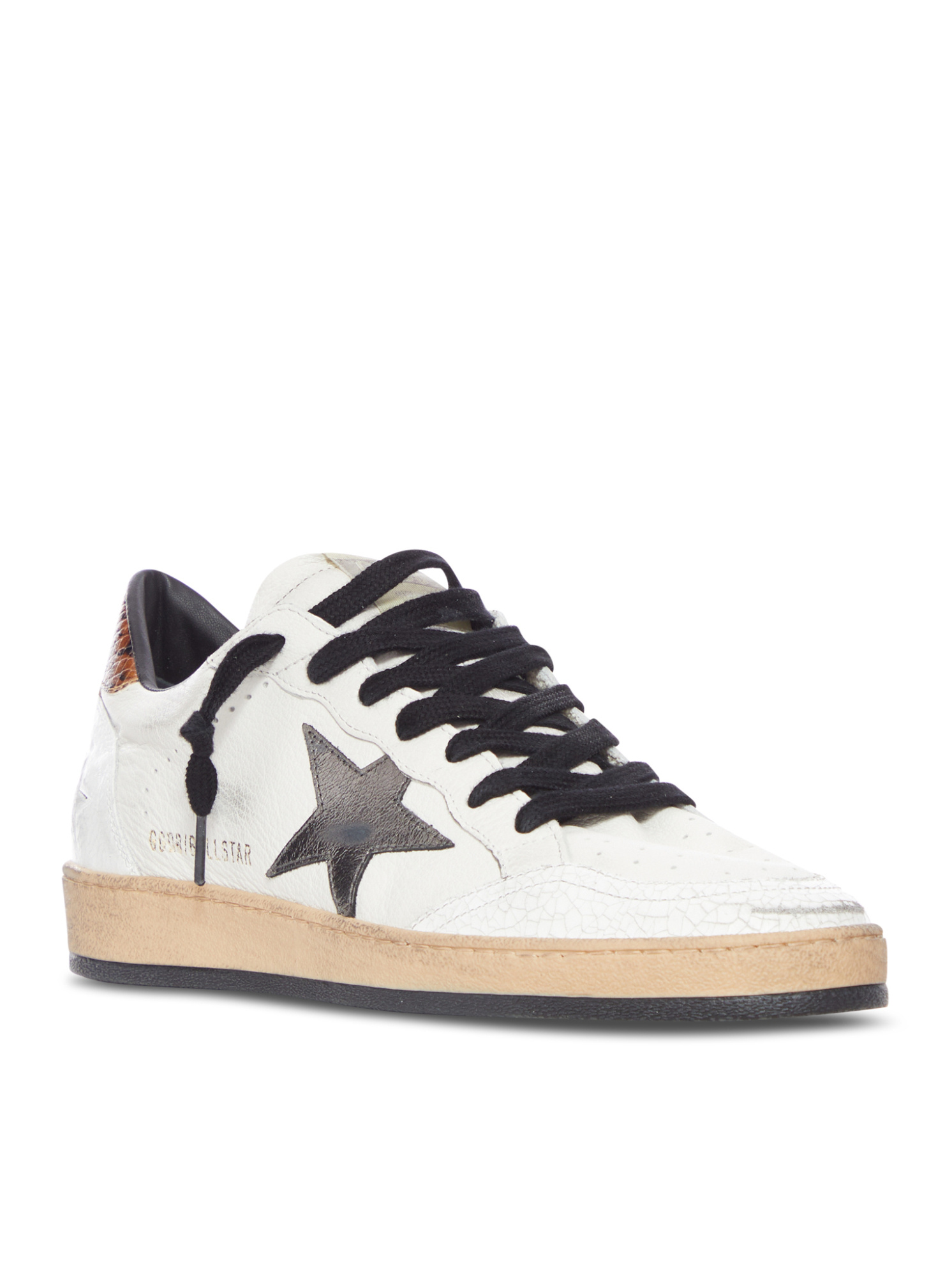 Golden Goose Ball Star Sneakers In White Leather In White