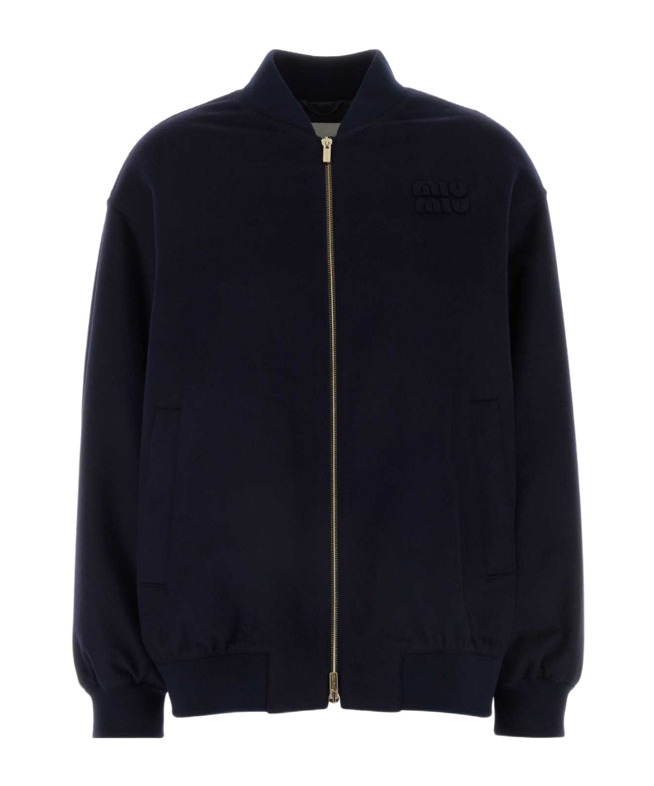 Miu Miu Long-sleeved Casual Jacket In Navy Blue