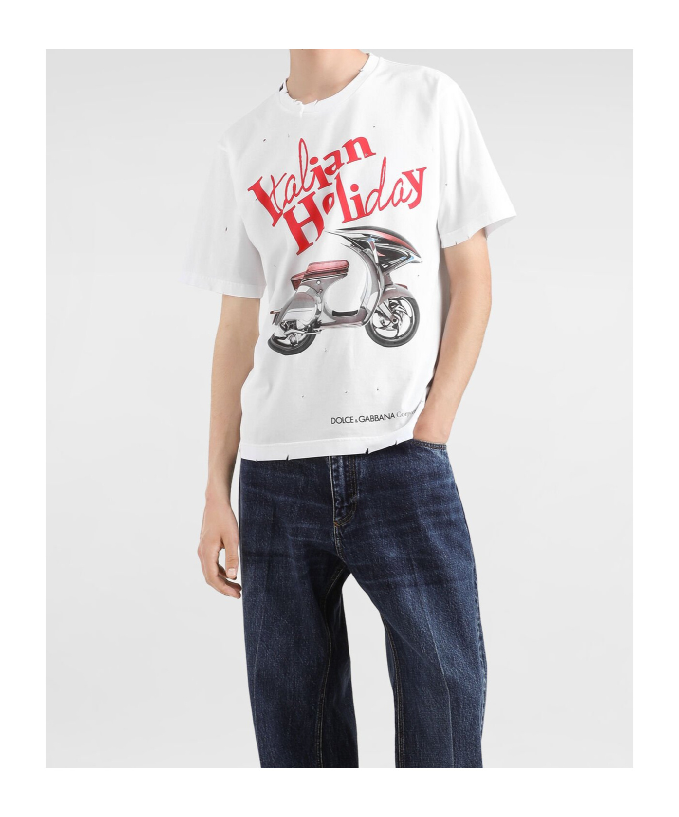 Dolce & Gabbana Cotton T-shirt With Vespa Print In White