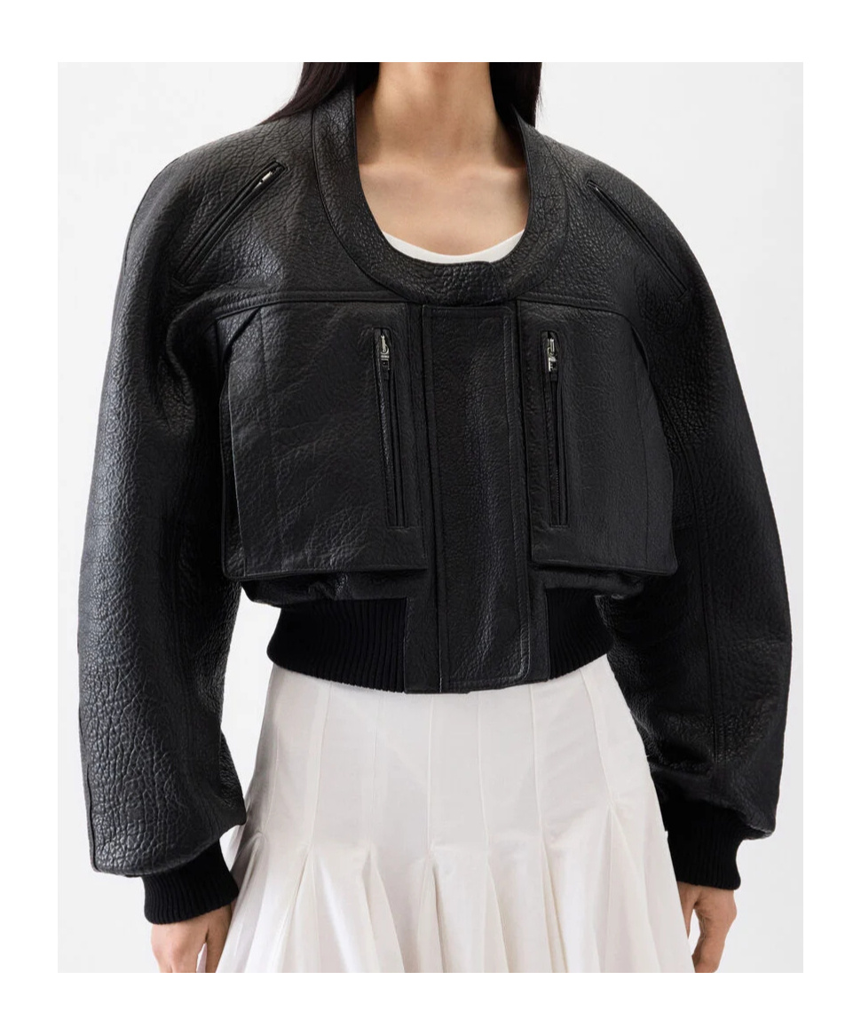 Jacquemus Women Black Grained Lambskin Leather The Tore Jacket In Multi