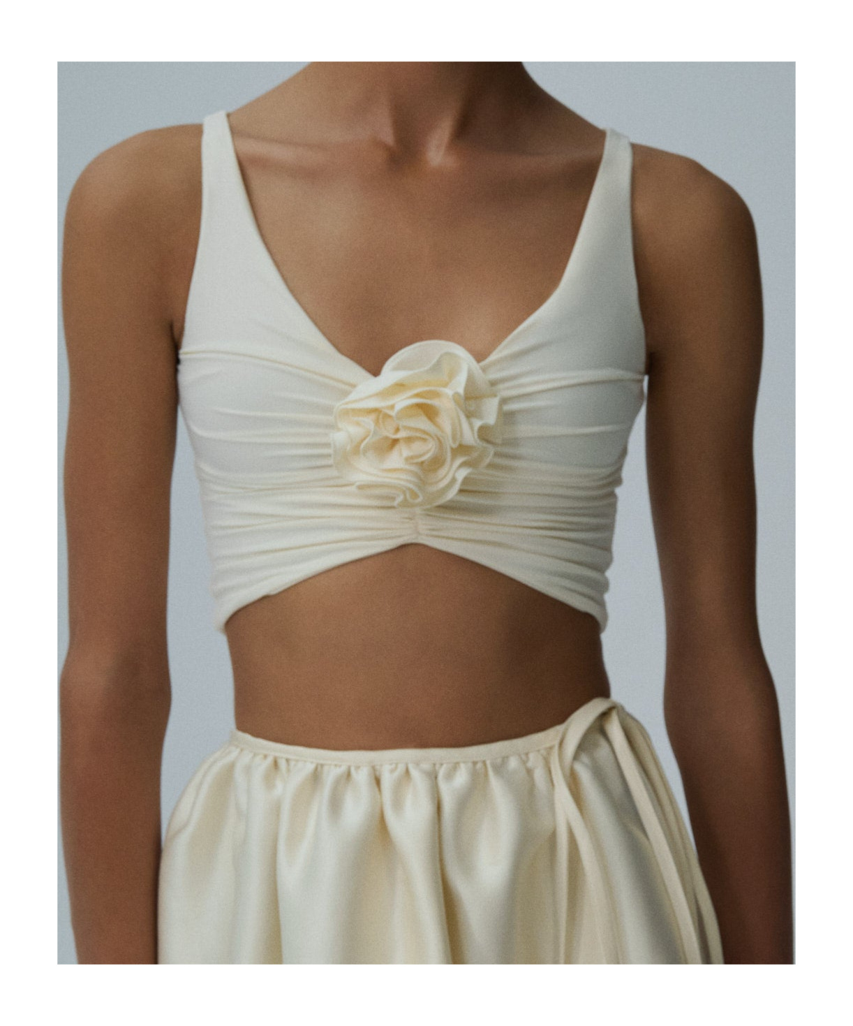 Shop Magda Butrym Flower-appliqué Swim Top In White