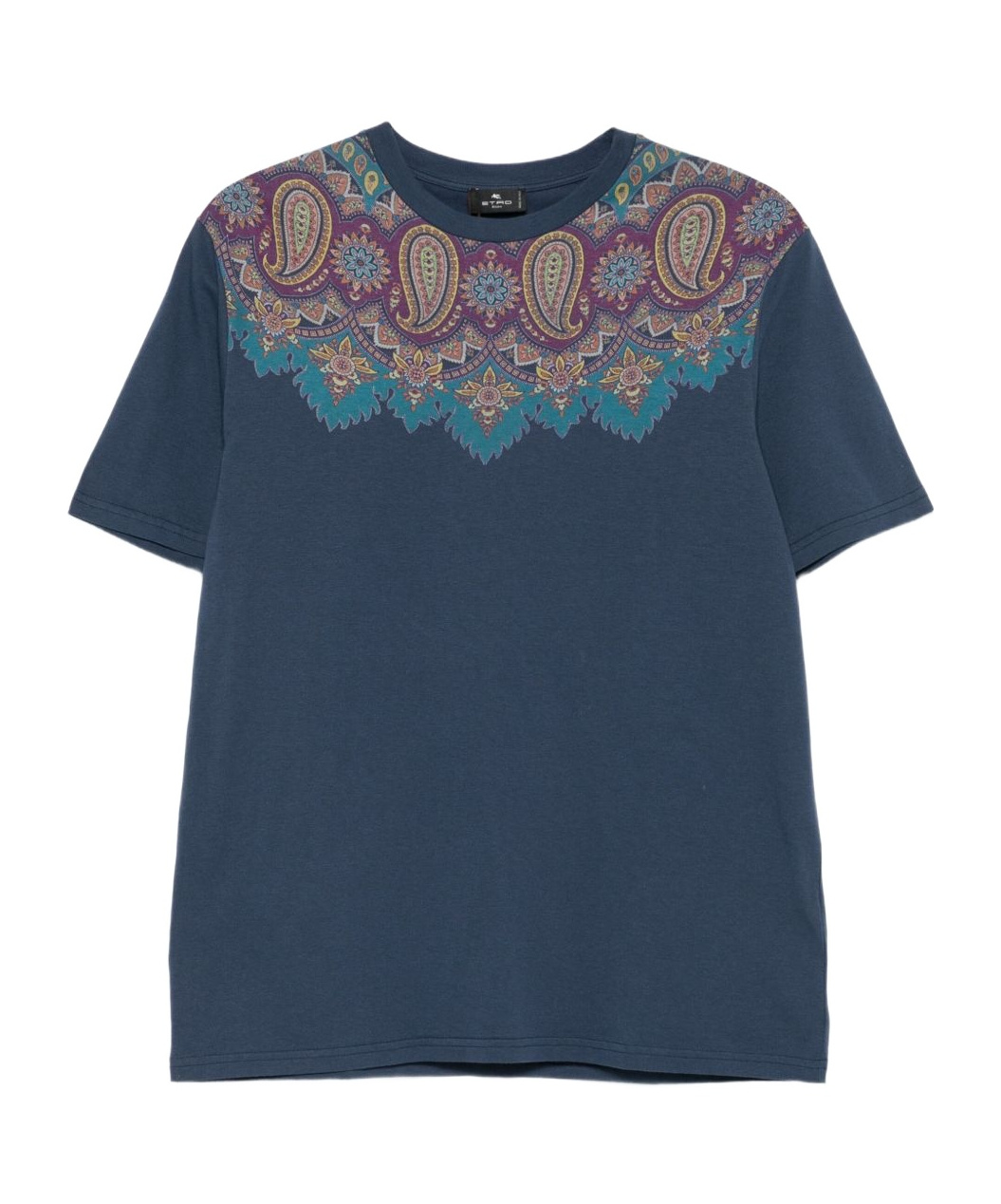Etro Paisley-print Cotton T-shirt In Blue