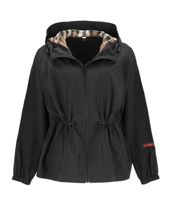Burberry Drawstring Windproof Jacket In Black