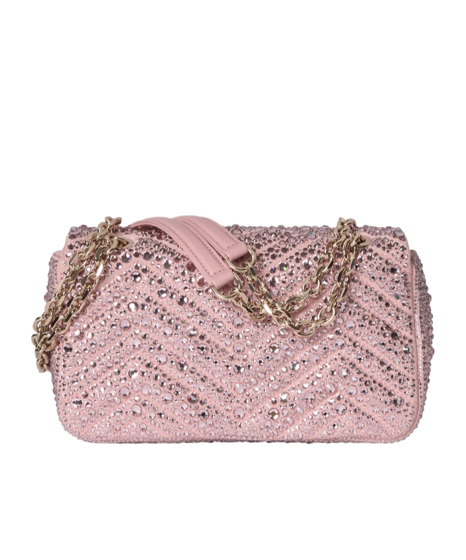Gucci Gg Marmont Crystals Small Shoulder Bag In Pink