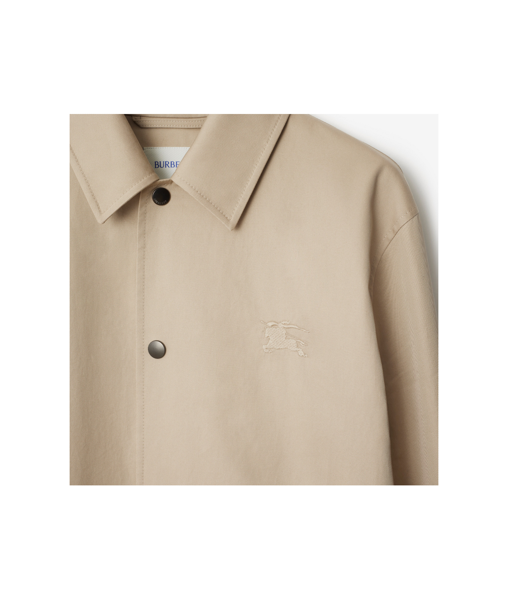 Burberry Gabardine Jacket With Collared Neck And Side Pockets In Nude