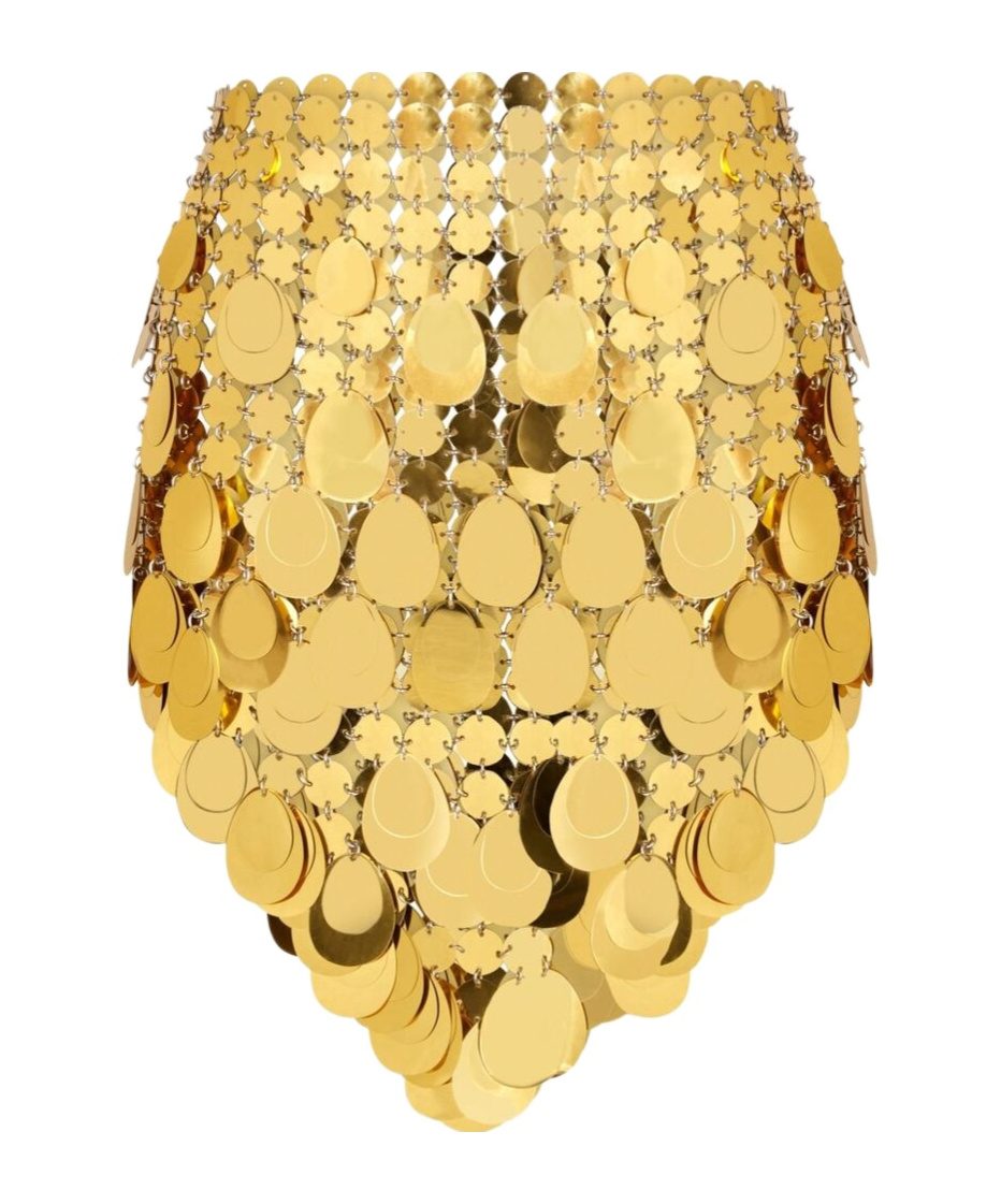 Shop Rabanne Gold Sparkle Assembly Mini Skirt In Yellow