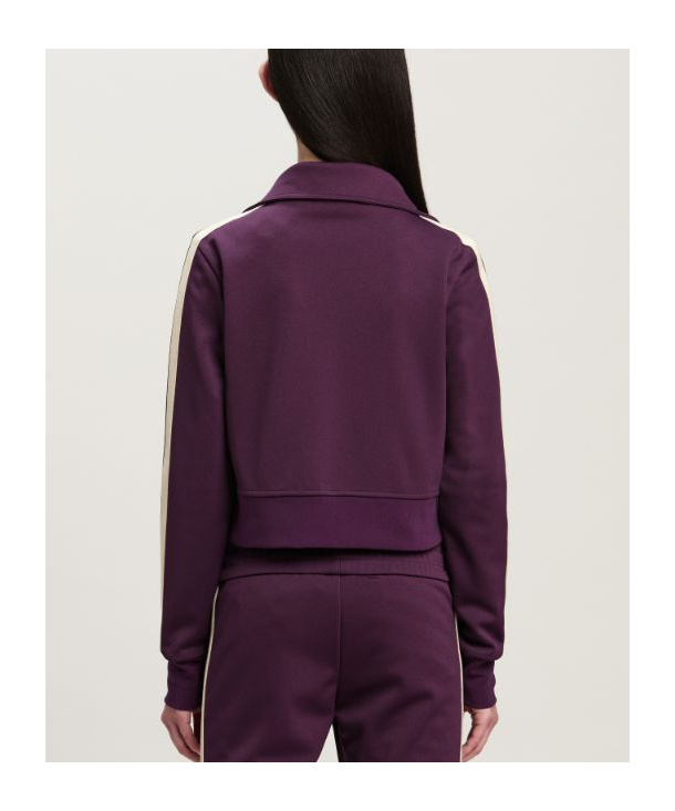 Palm Angels Purple Classic Logo Cropped Sweatshirt In Red