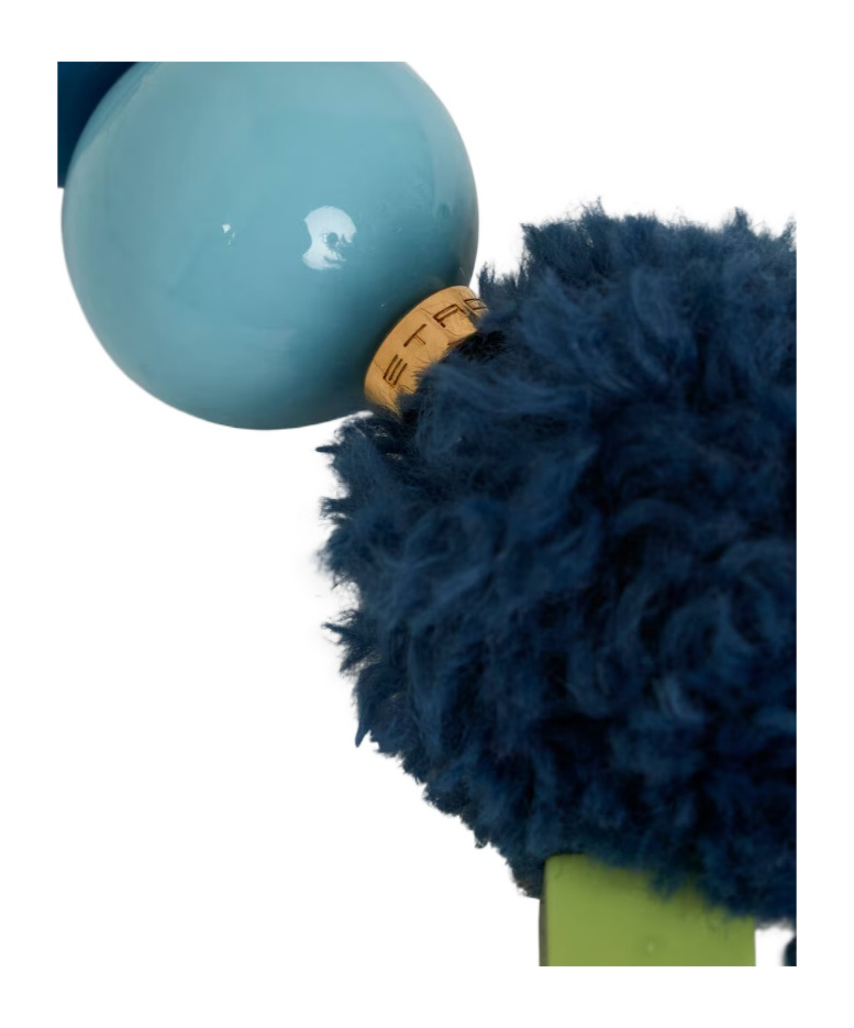 Etro Whimsical Beaded Charm With Fluffy Accents In Blue