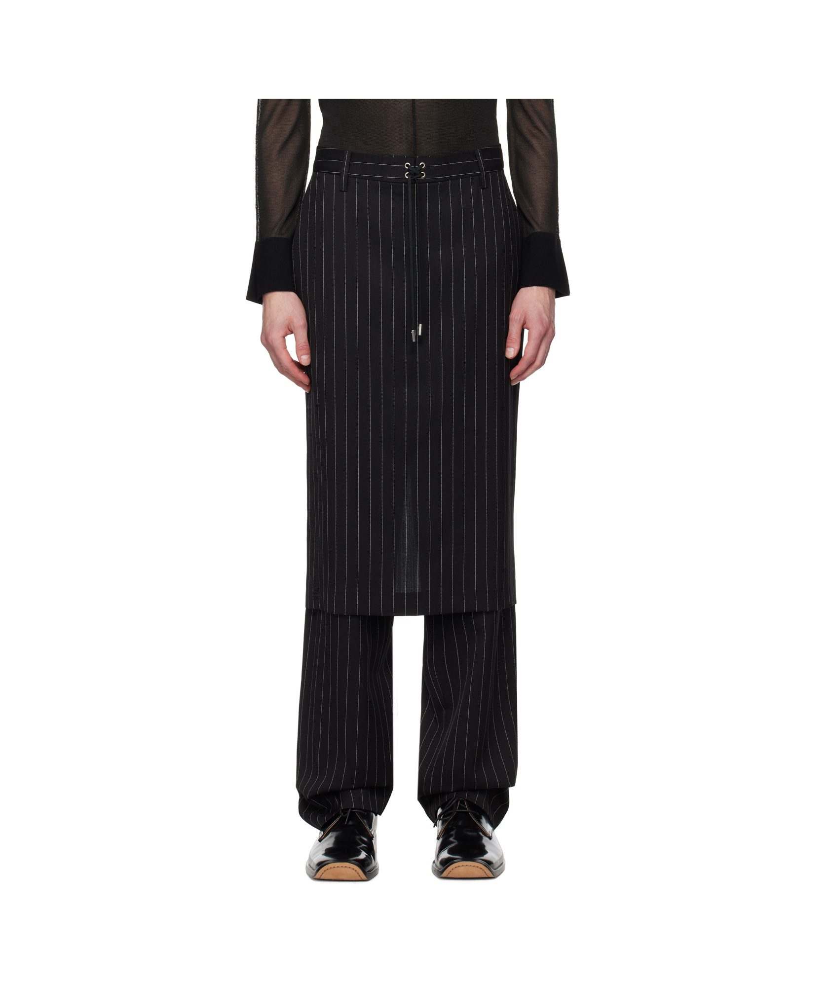 Jean Paul Gaultier Striped Casual Pants In Black