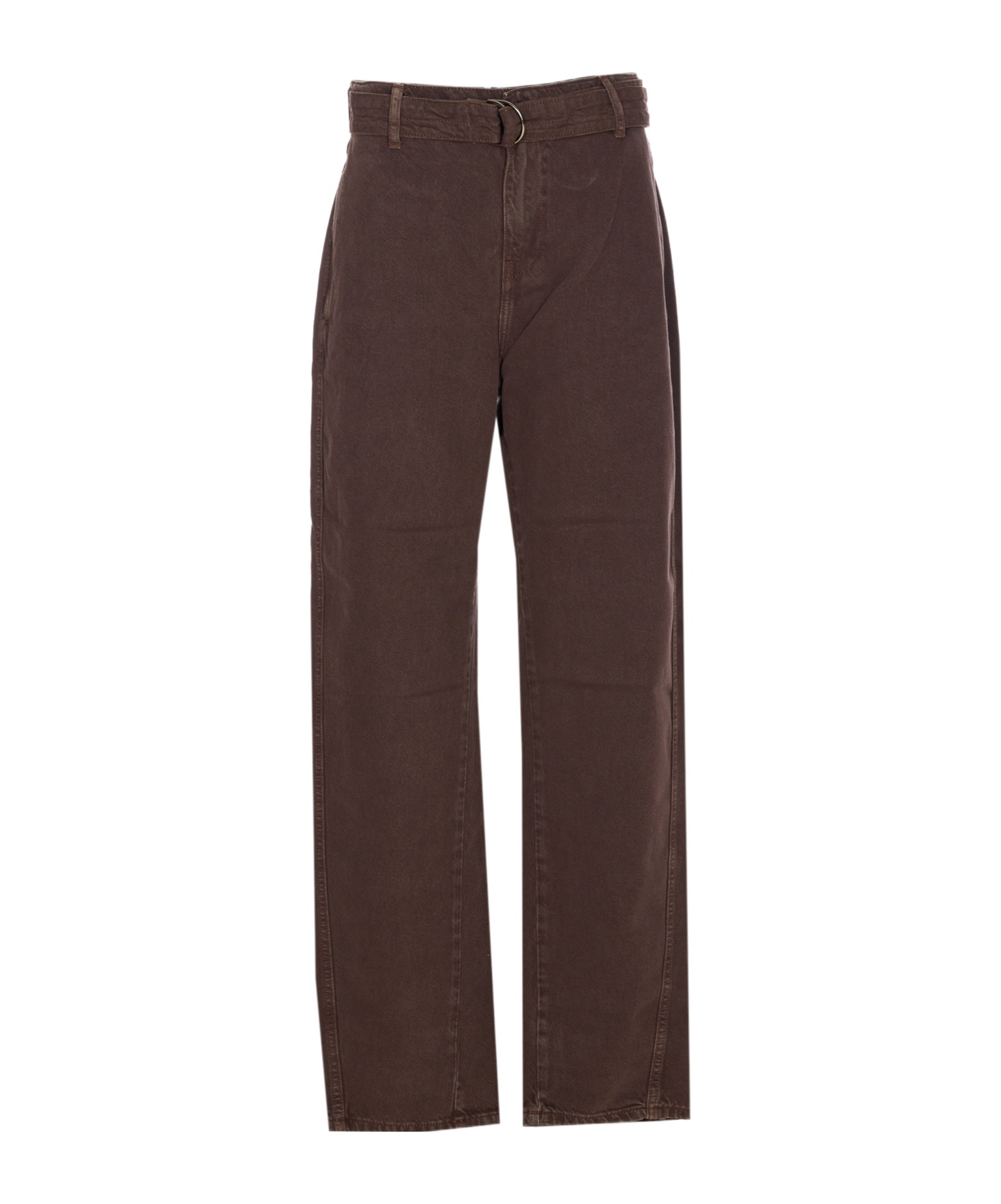 Liu •jo High Waist Loose Fit Straight Leg Trousers In Brown