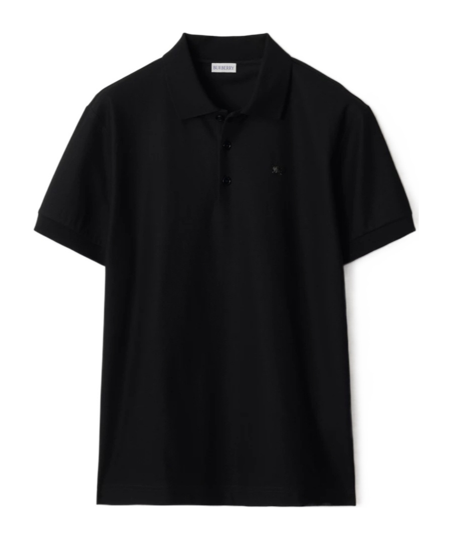 Burberry Knight-embellished Cotton Polo Shirt In Black