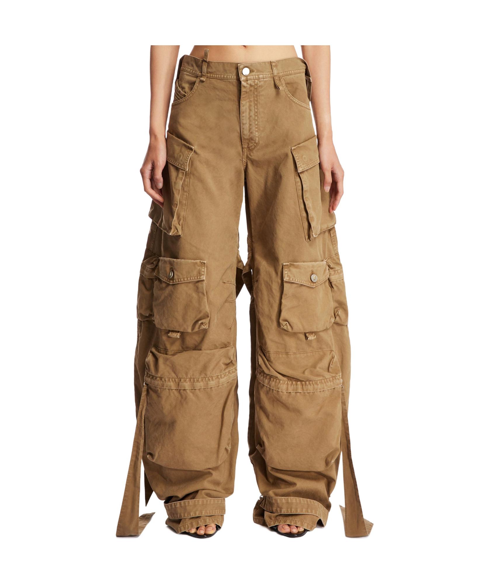 Shop Attico The Cut Out Detailed Long Pants In Brown