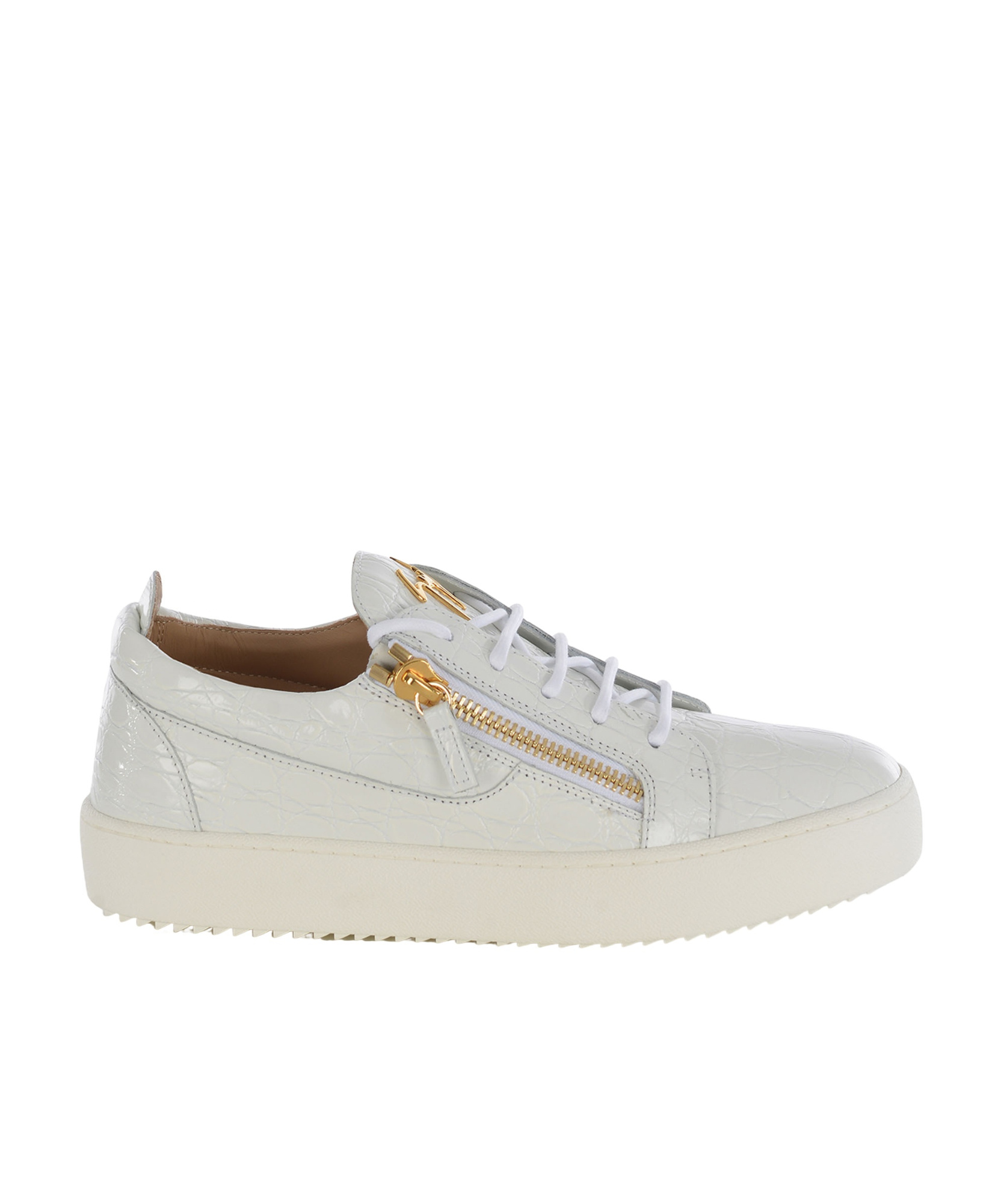 Giuseppe Zanotti Glossy Leather Sneakers In White