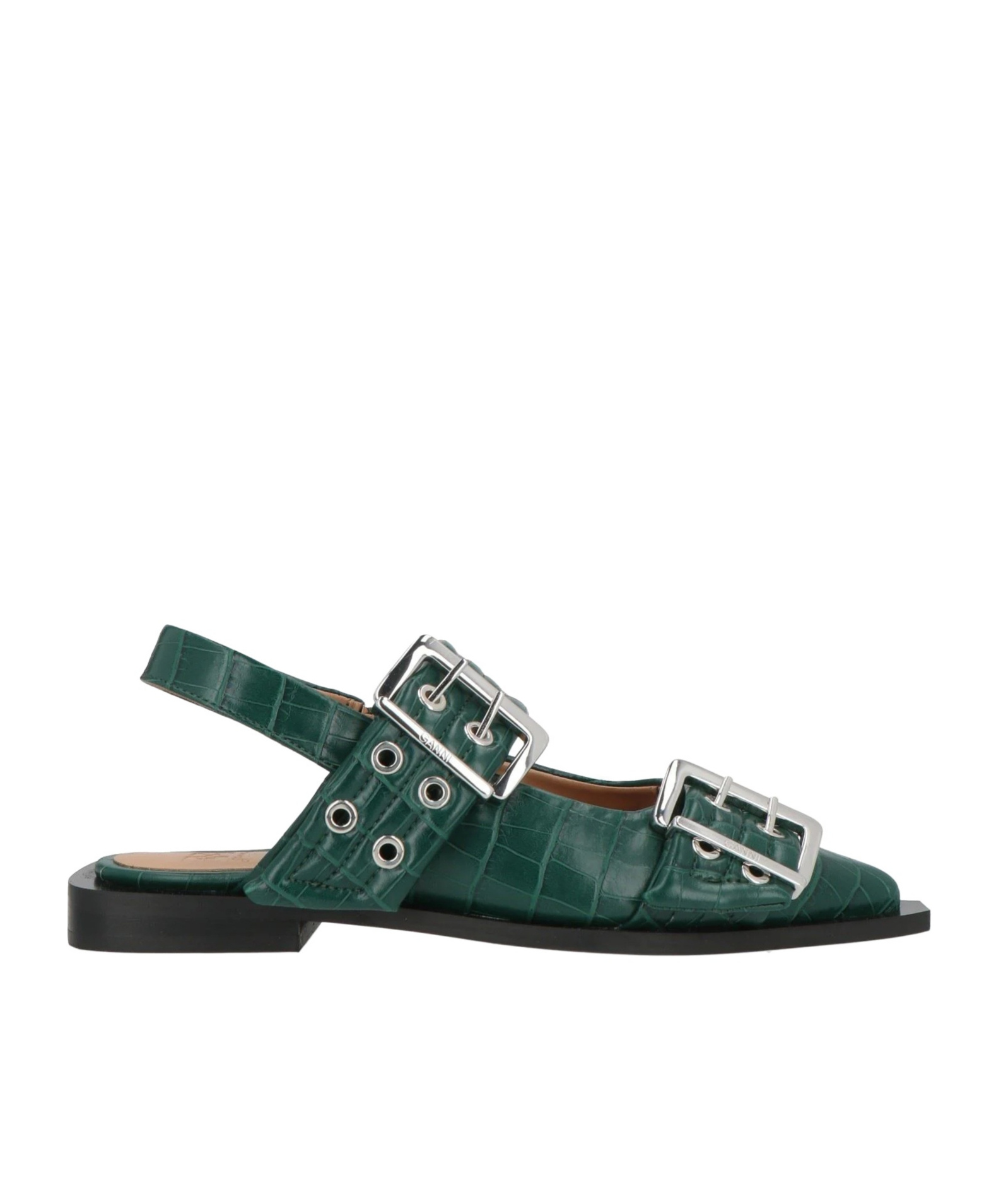 Ganni Slingback Ballet Flats In Green