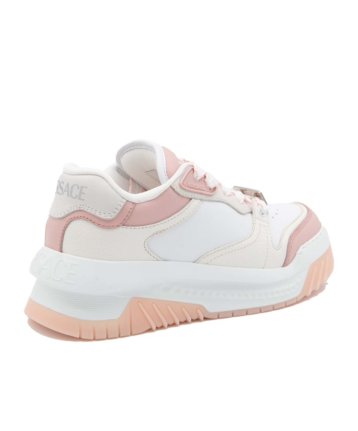Versace Leather Sneakers With Greca Detail In White