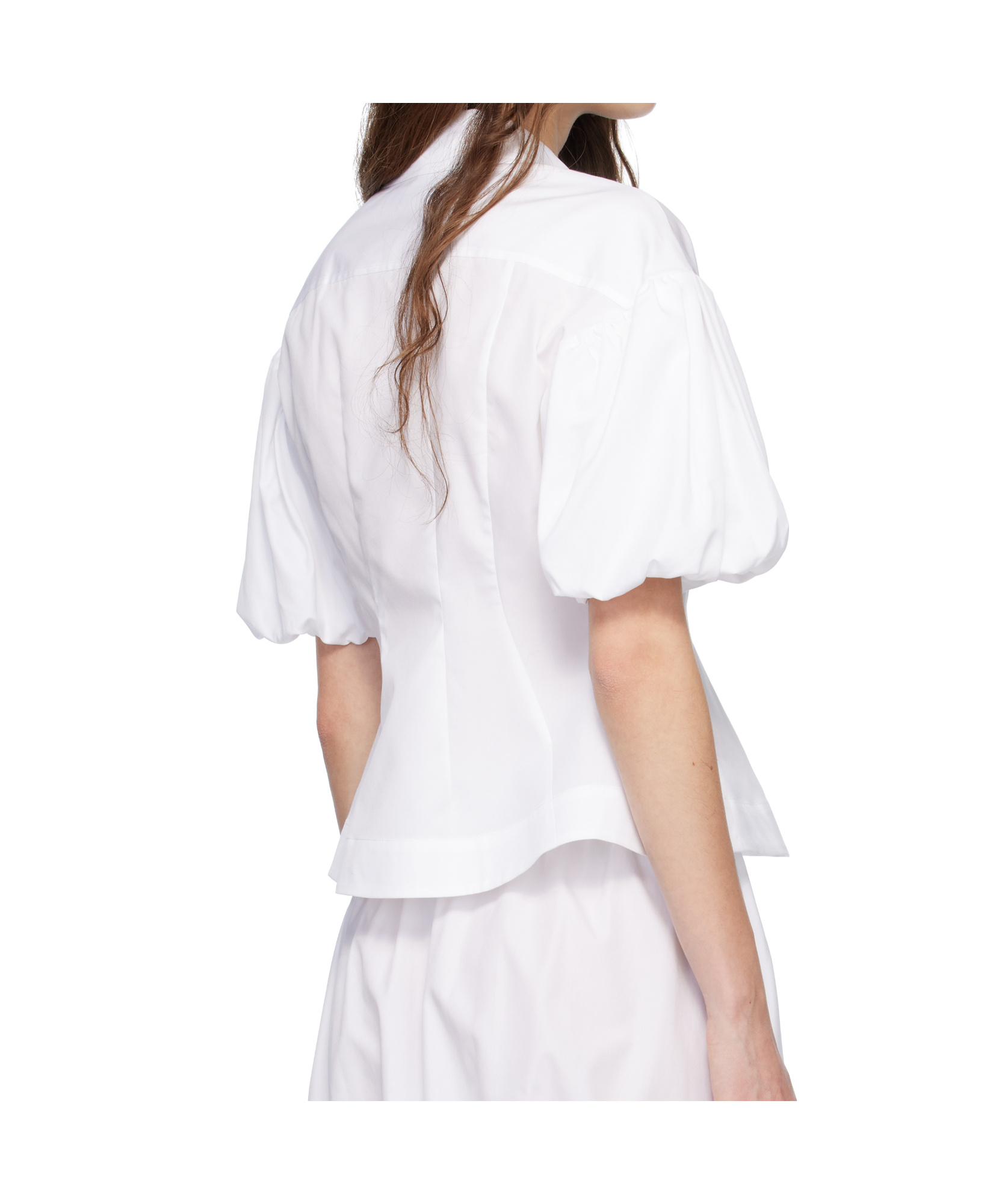 Simone Rocha White Cropped Puff Sleeve Shirt In White