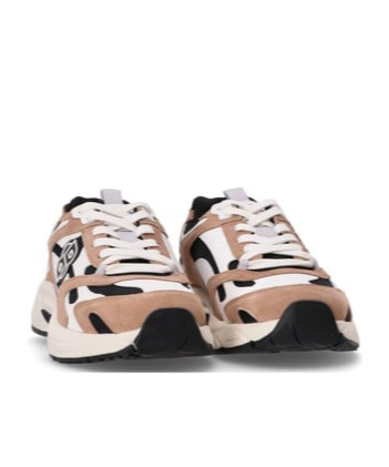 Hugo Boss Suede-trimmed Mesh Sneakers In Nude