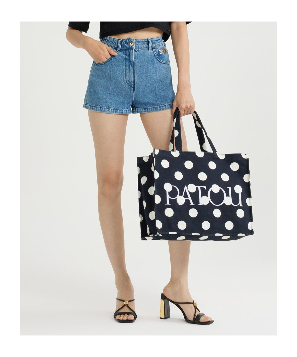 Patou Logo-embroidered Denim Shorts In Blue