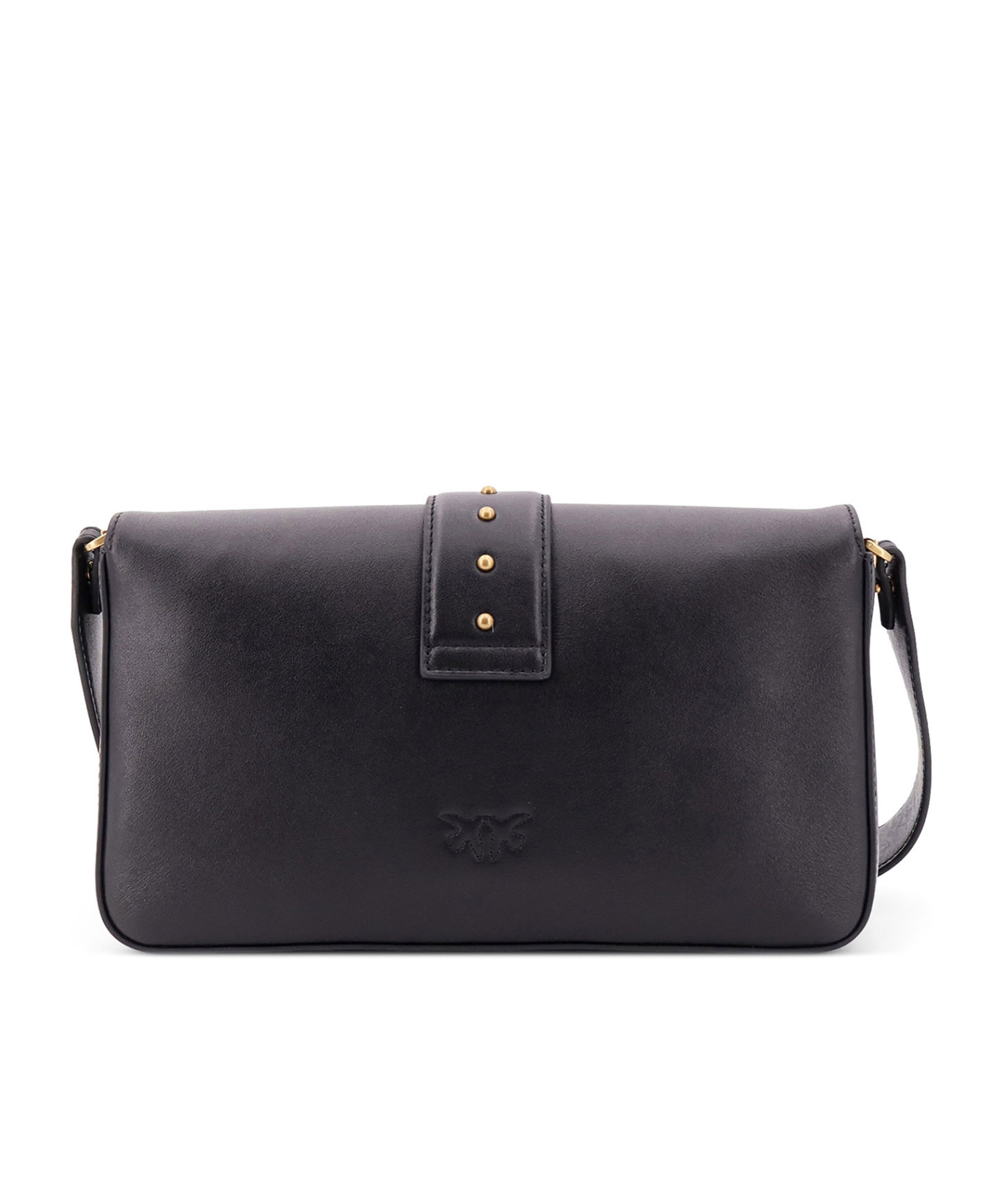 Pinko Metal Love Bird Buckle Shoulder Bag In Black