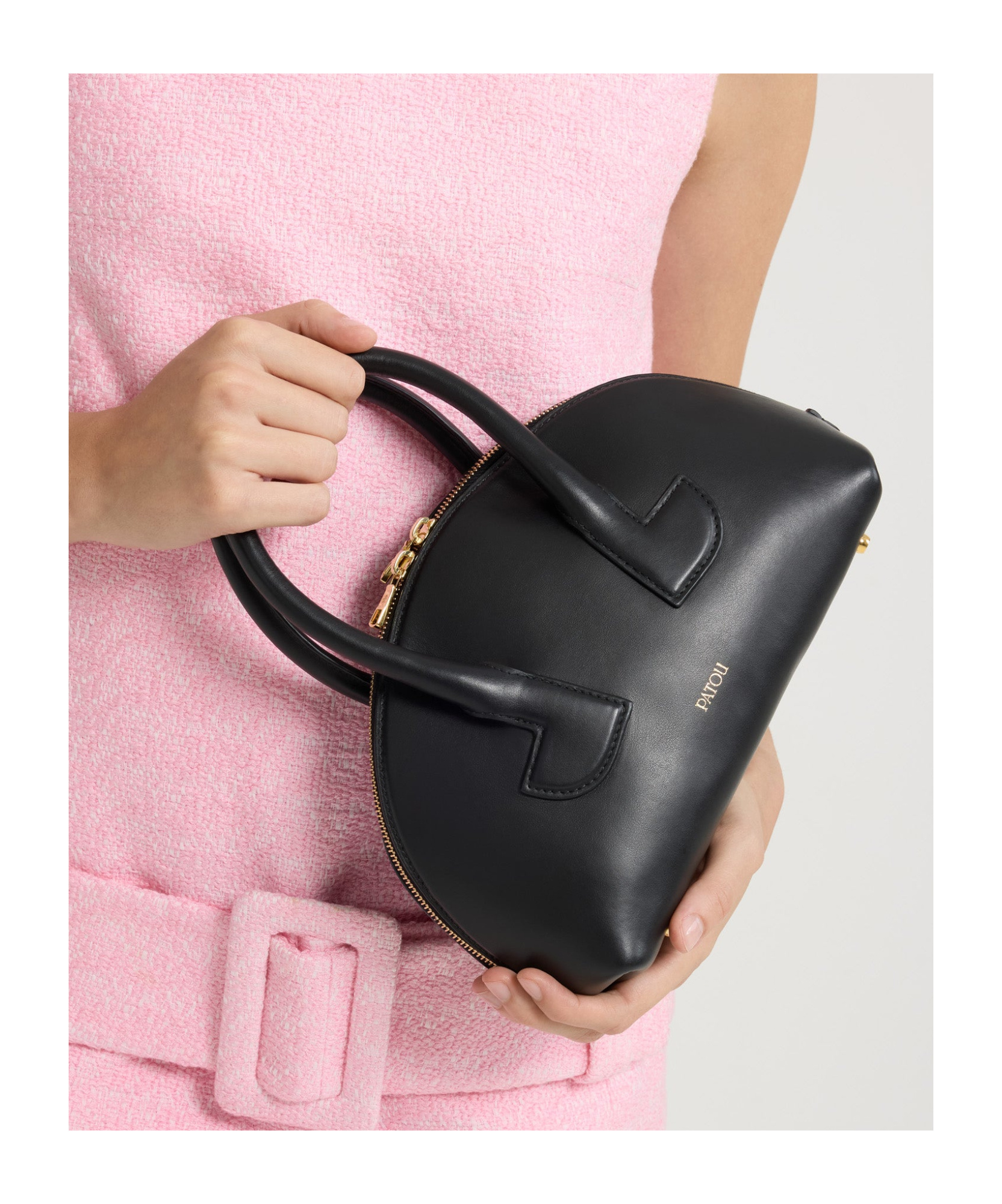 Patou Shoulder Bag Structured Detachable Strap In Black