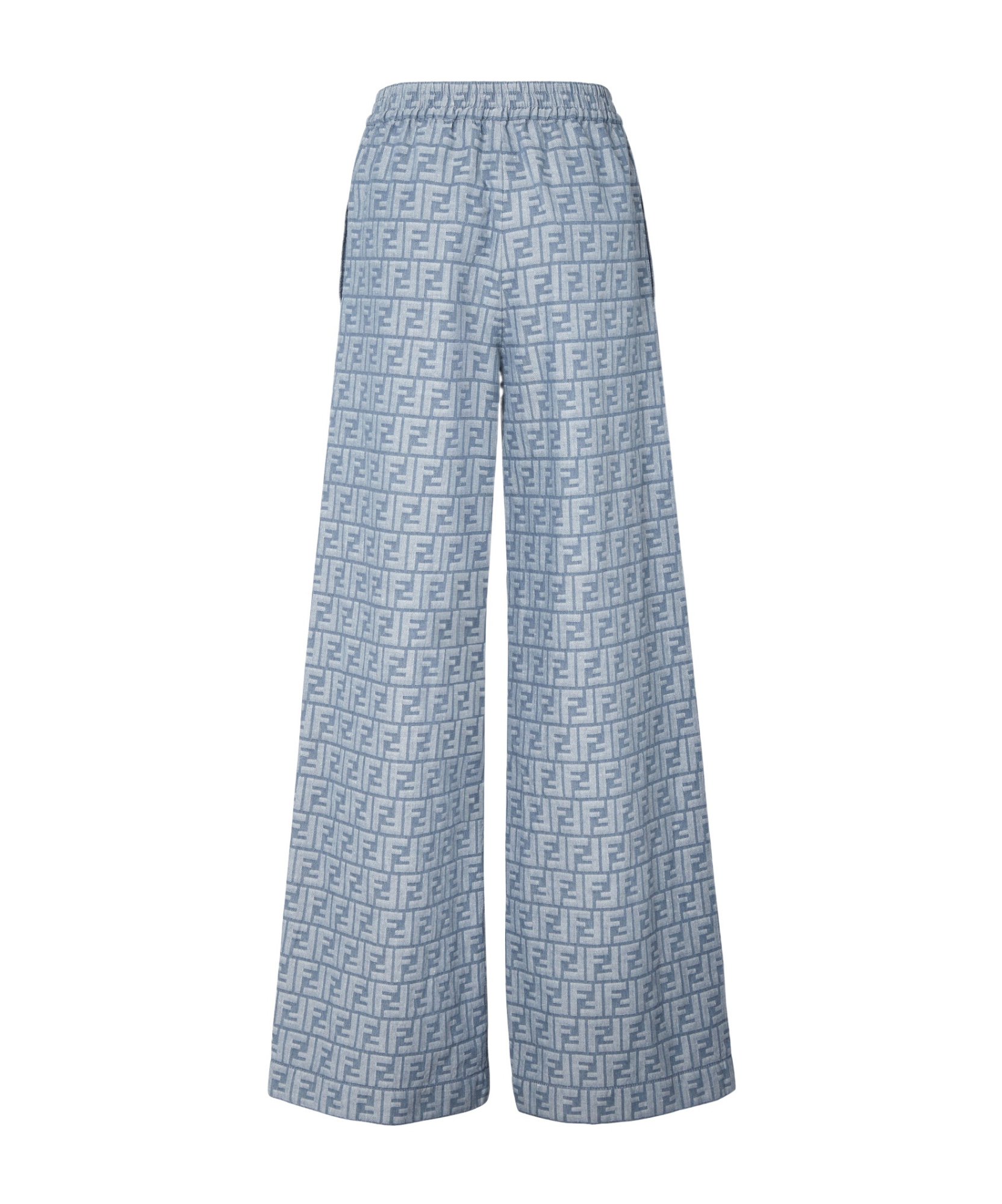 Fendi Women Ff Chambray Denim Pants In Blue