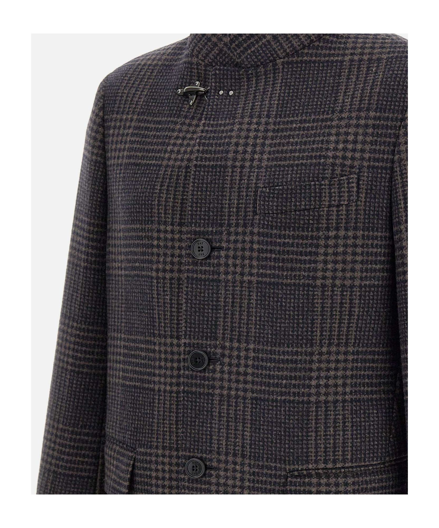 Fay Tartan Coat In Black