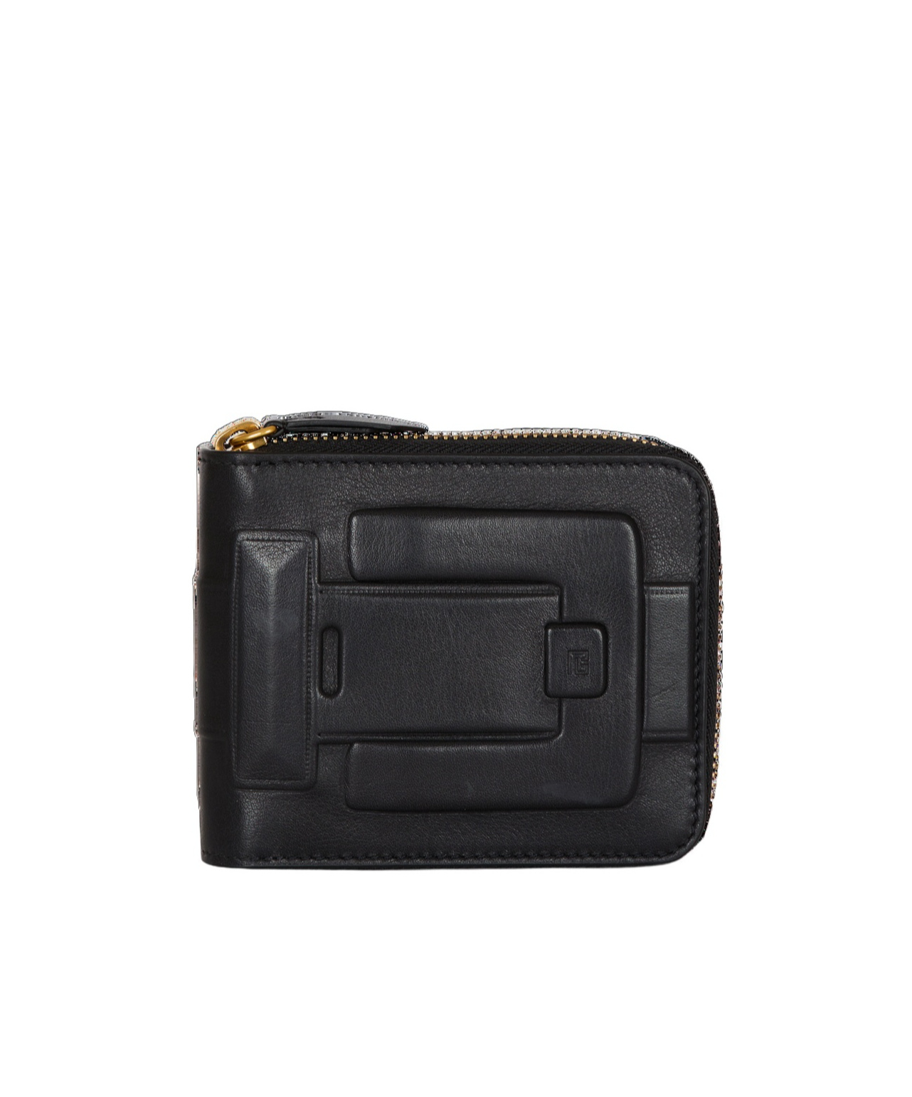 Balmain Anthem Calfskin Leather Card Holder In Black