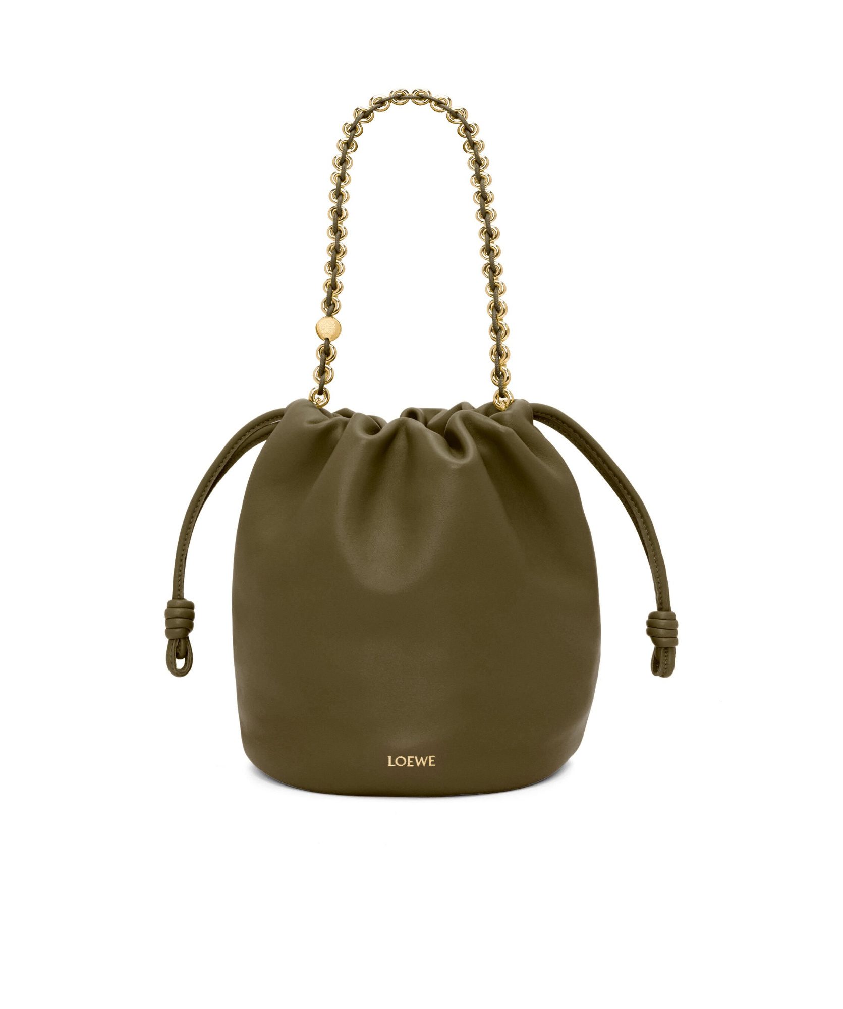 Shop Loewe Flamenco Purse Bucket Bag In Mellow Nappa Lambskin In Green