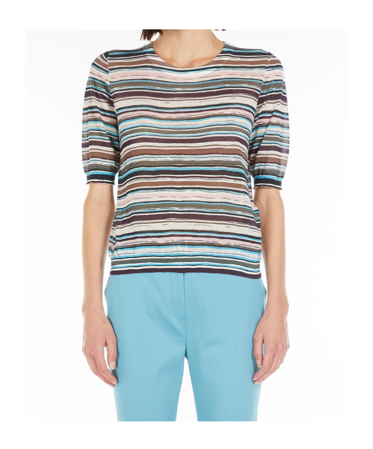 Max Mara Striped T-shirt In Blue