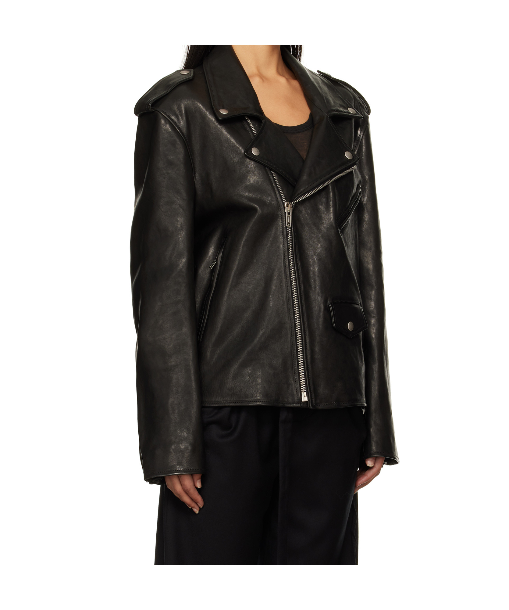 Shop Ann Demeulemeester Long-sleeved Leather Jacket In Black