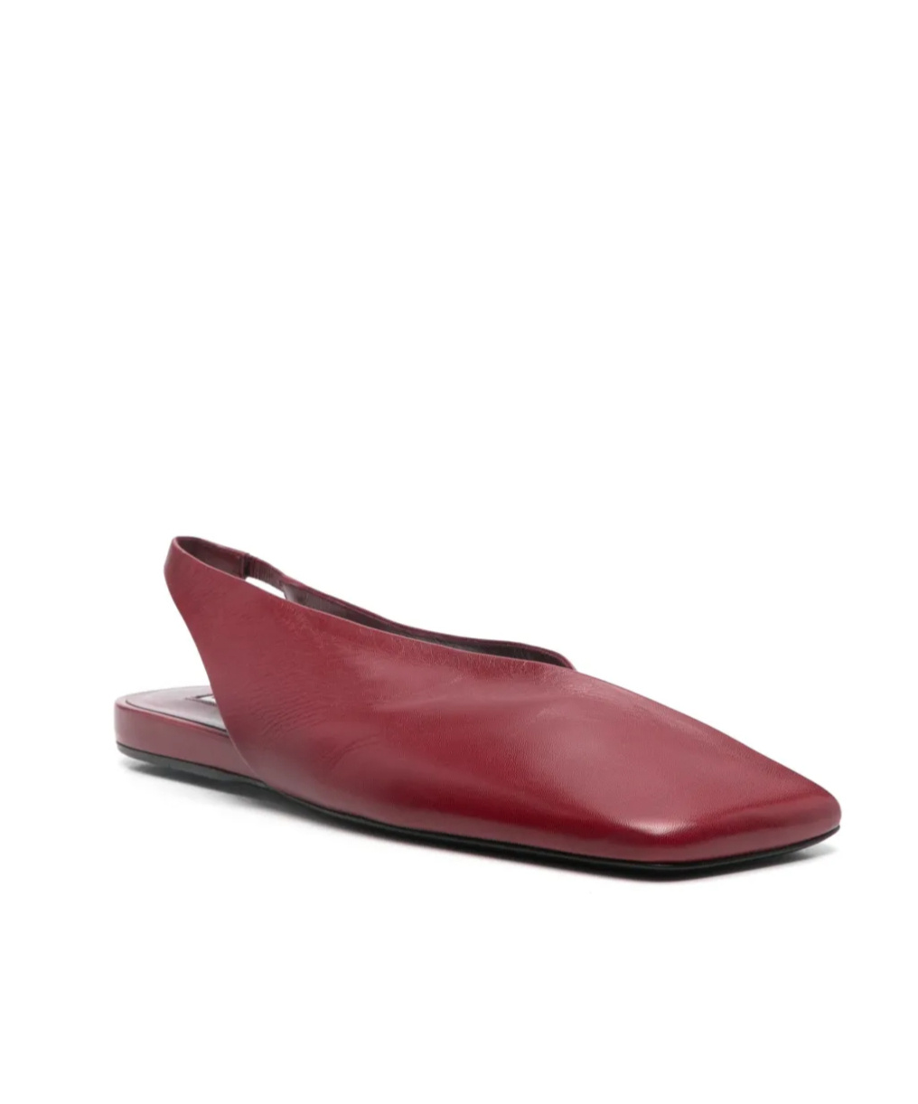 Shop Jil Sander Leather Ballet Flats