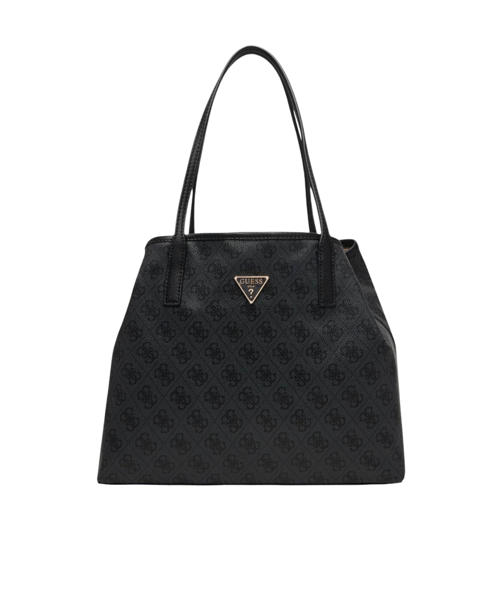 Guess Victtoria Monogram-pattern Pouch-detail Tote Bag In Black