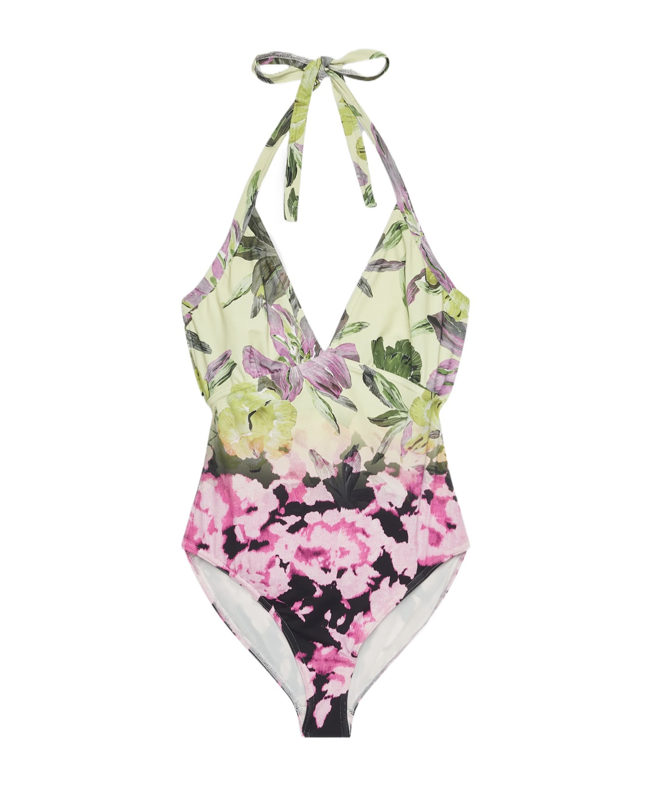 Shop Dries Van Noten V-neck One-piece Swimsuit In Multicolor