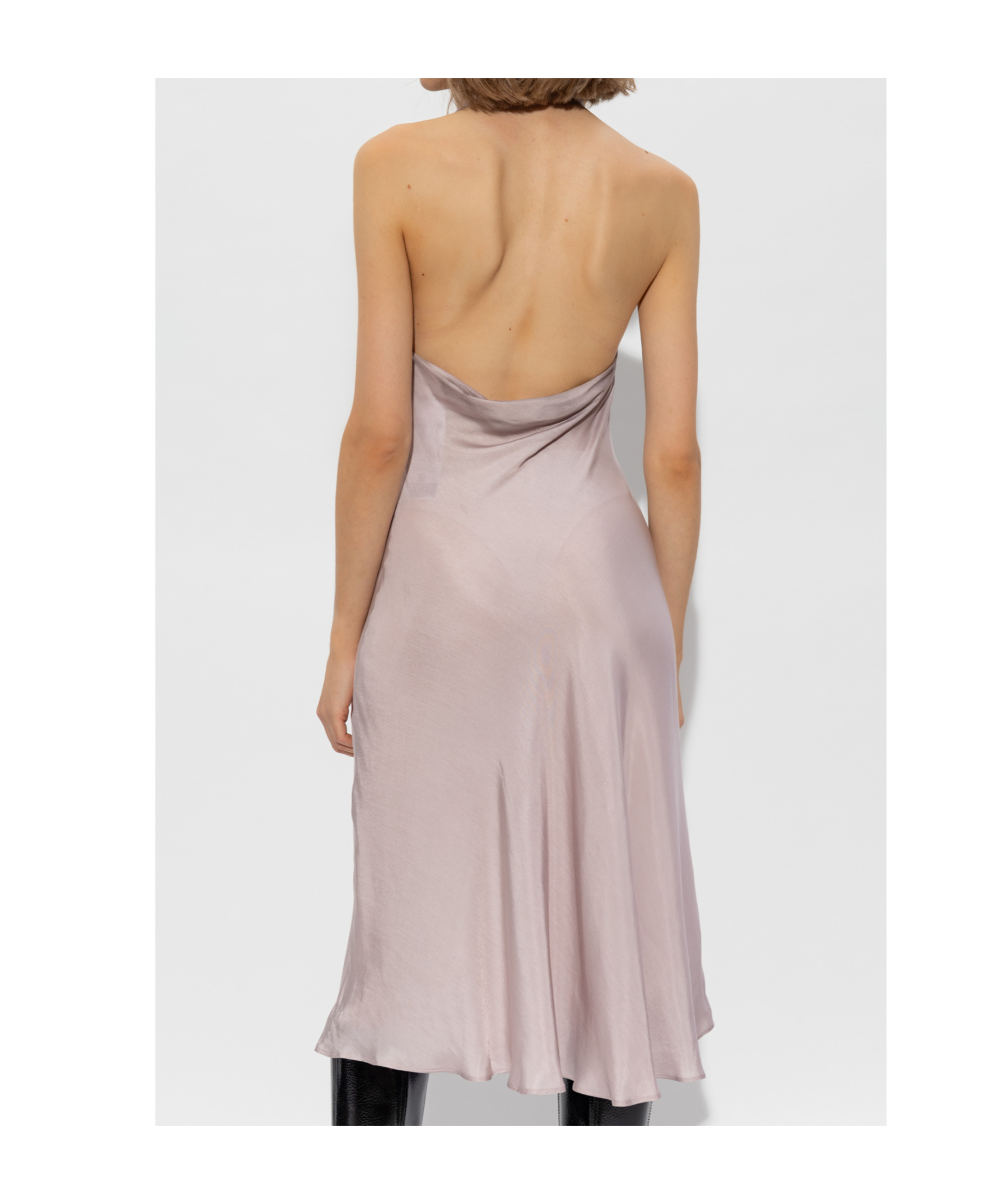 Diesel Bias Cut Dress With Asymmetrical Hem In Nude
