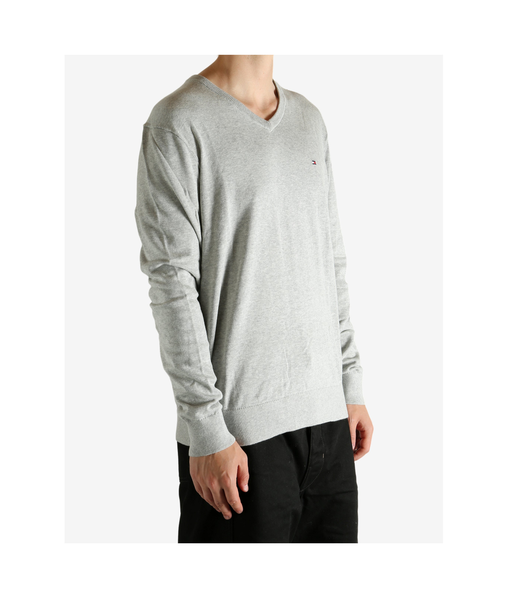 Tommy Hilfiger Long-sleeved V-neck Sweatshirt In Gray